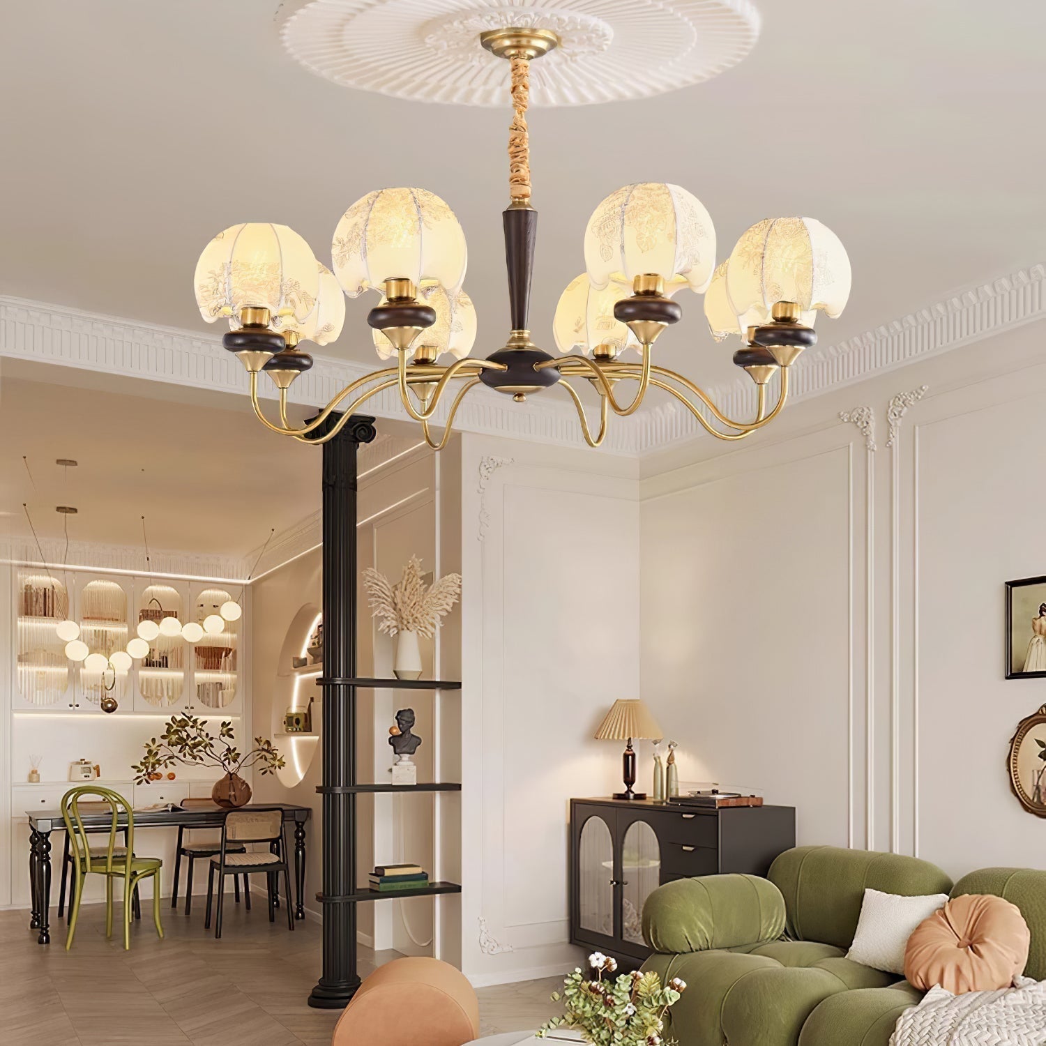 Orchid Vintage Stoff-Kronleuchter-Letslighting