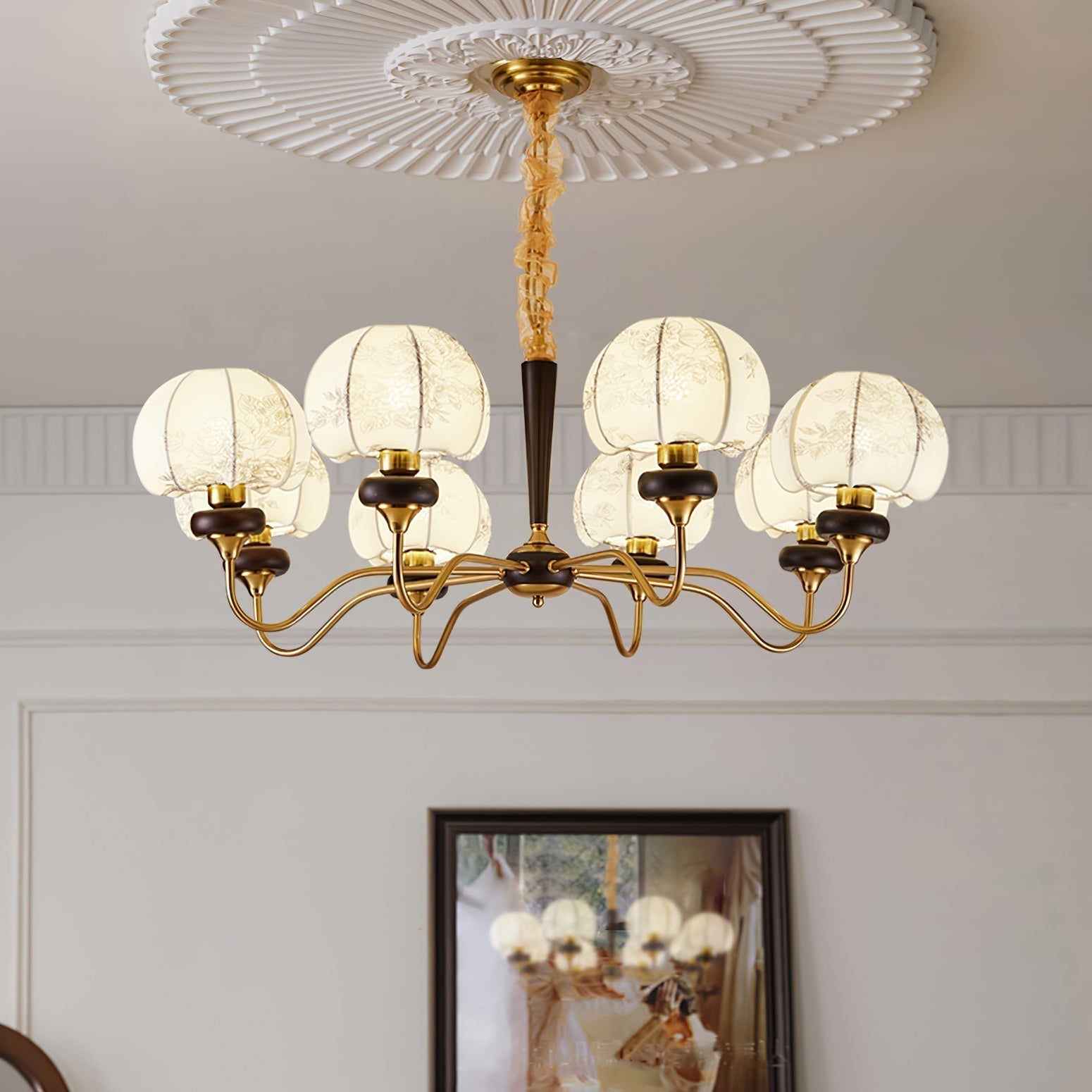 Orchid Vintage Stoff-Kronleuchter-Letslighting