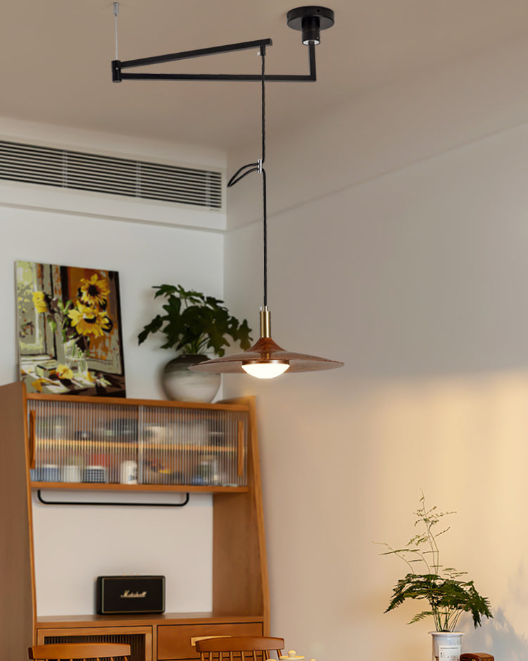 Veylo Pendelleuchte Modern Schwenkarm Holzschirm-Letslighting