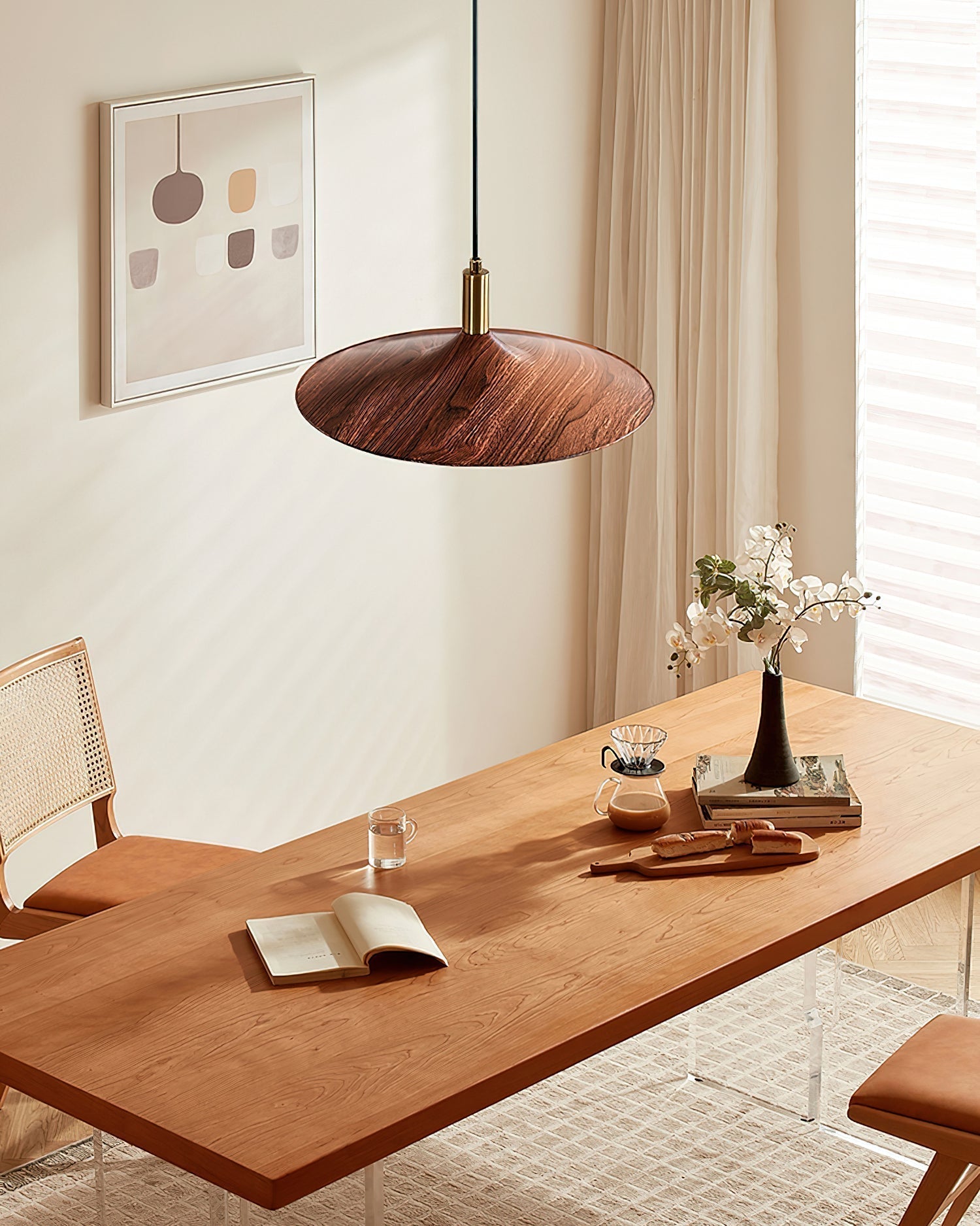 Veylo Pendelleuchte Modern Schwenkarm Holzschirm-Letslighting