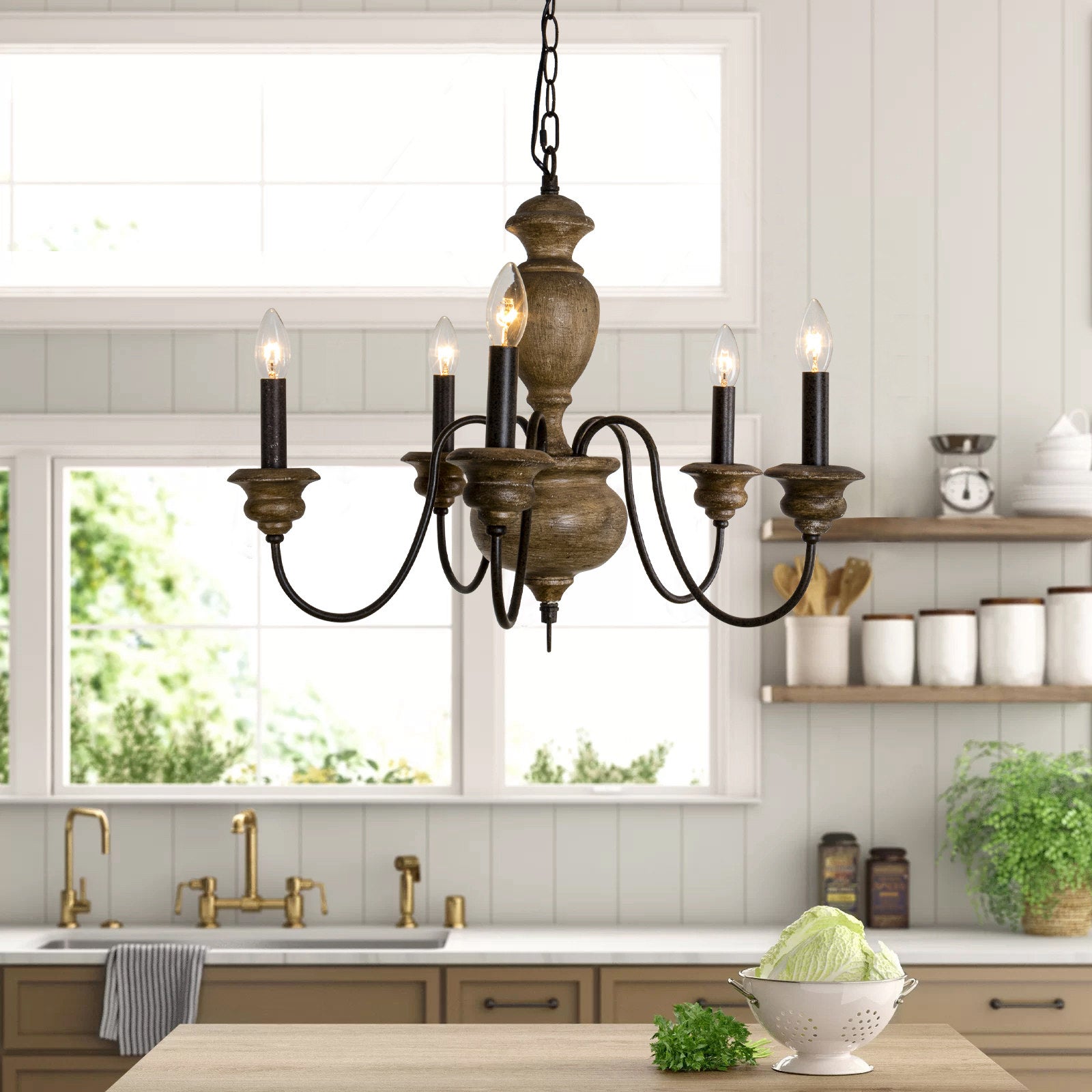 Evvine Holz Vintage Industrial Kronleuchter-Letslighting