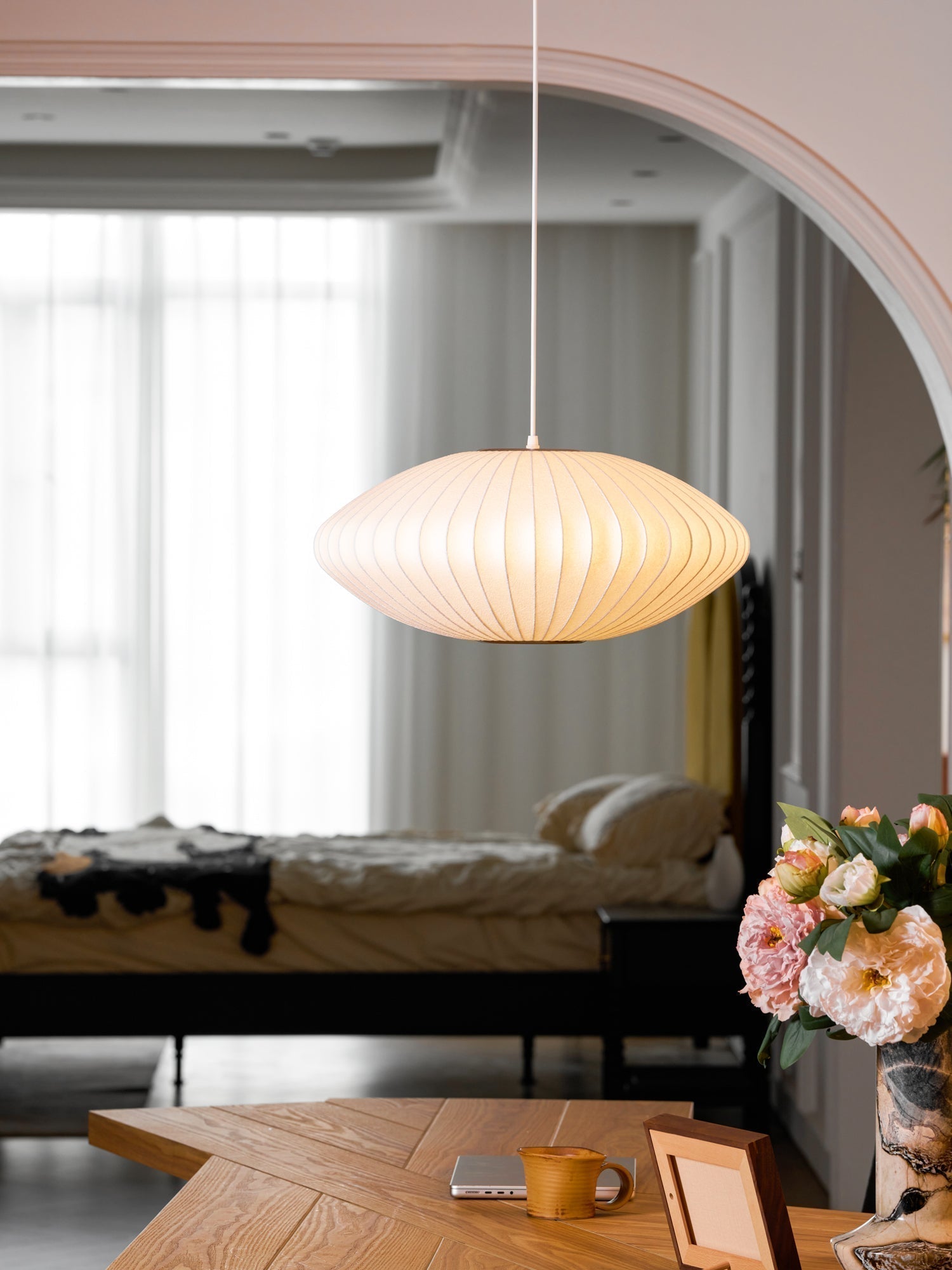 Nebula Blase Maulbeerseide Pendelleuchte Lampe-Letslighting