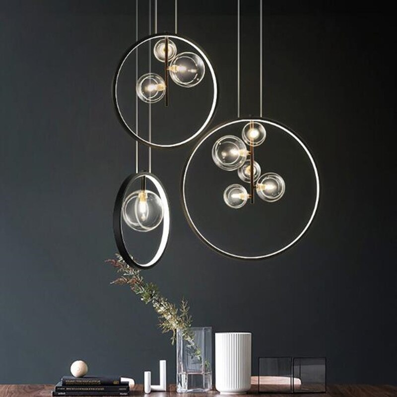 Avi Design LED Pendelleuchte Ring Wohnzimmer/Esszimmer Glas