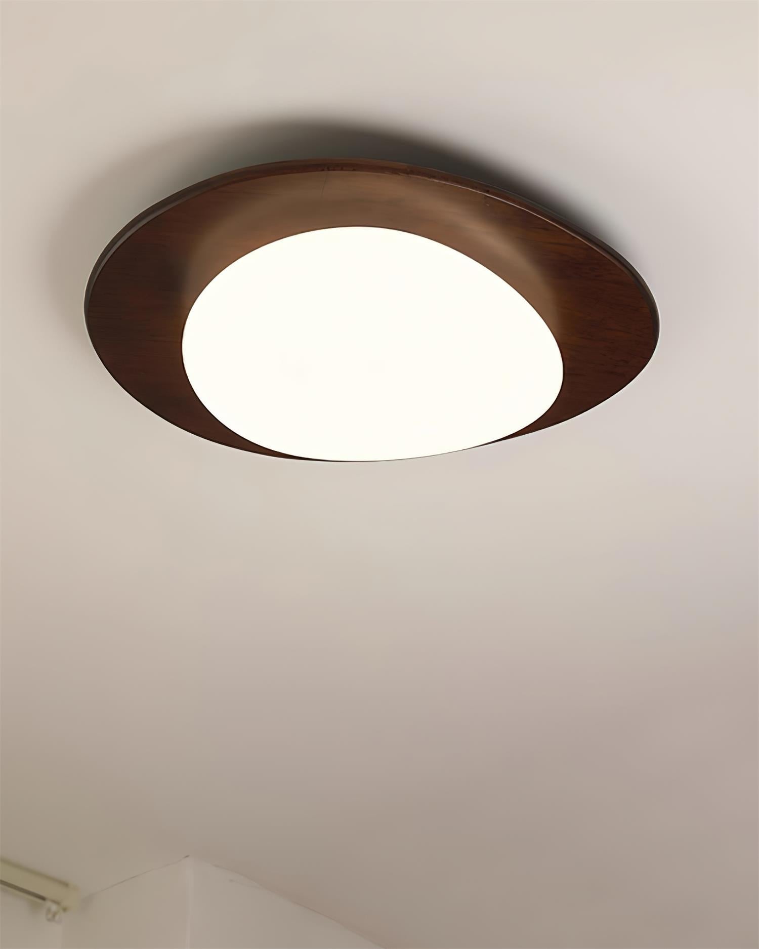Ceiling Light Wood and Acrylic Oval Shade Minimalist Natural - Letslighting