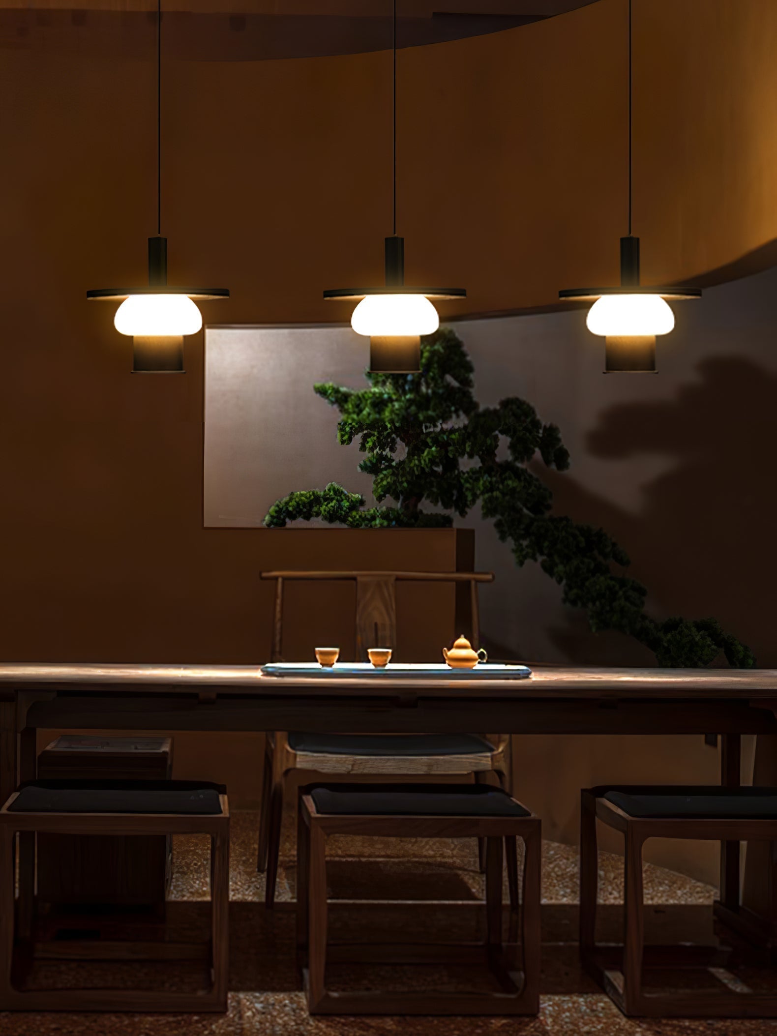 Zephaan Klassische Pendelleuchte aus Glas und Holz-Letslighting