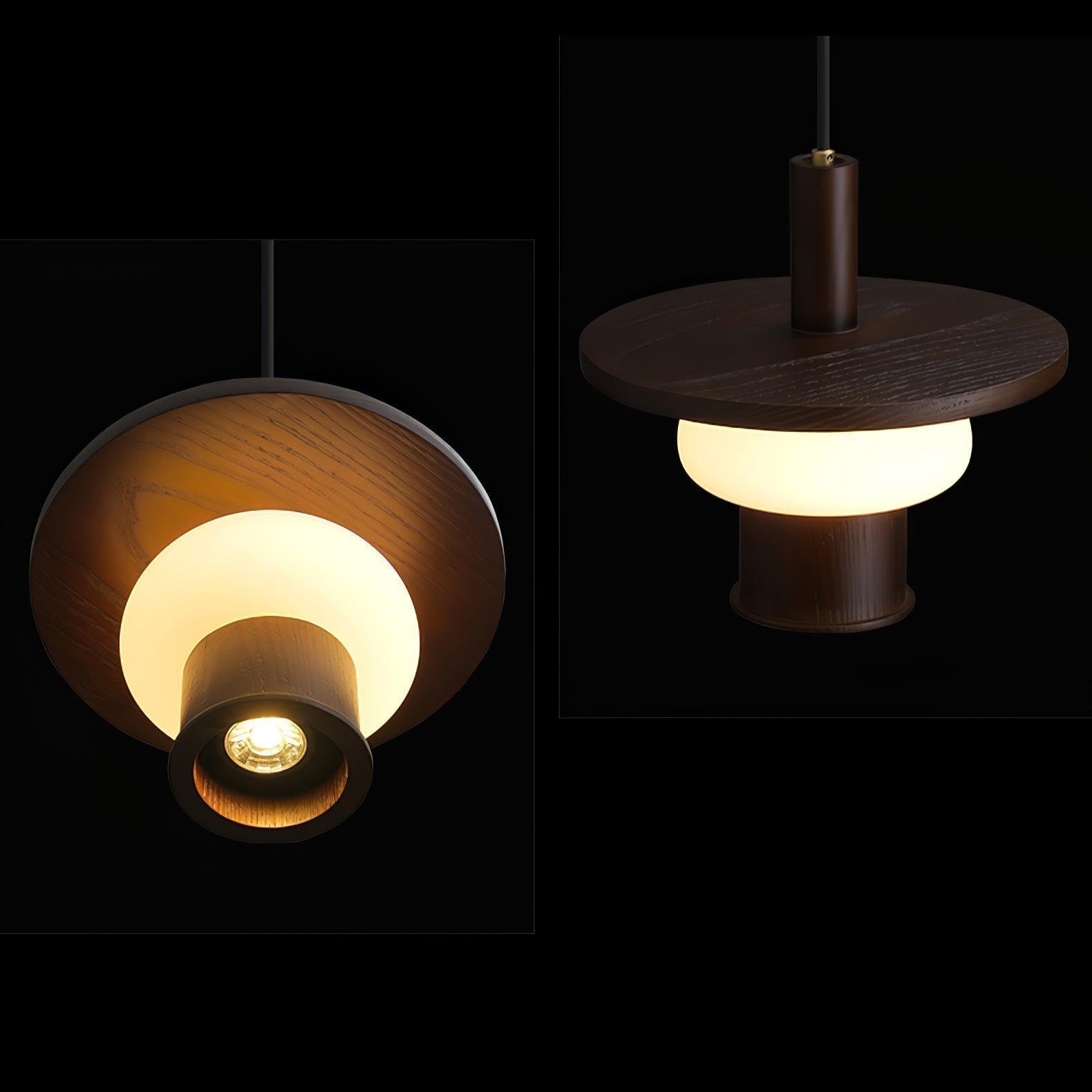 Zephaan Klassische Pendelleuchte aus Glas und Holz-Letslighting