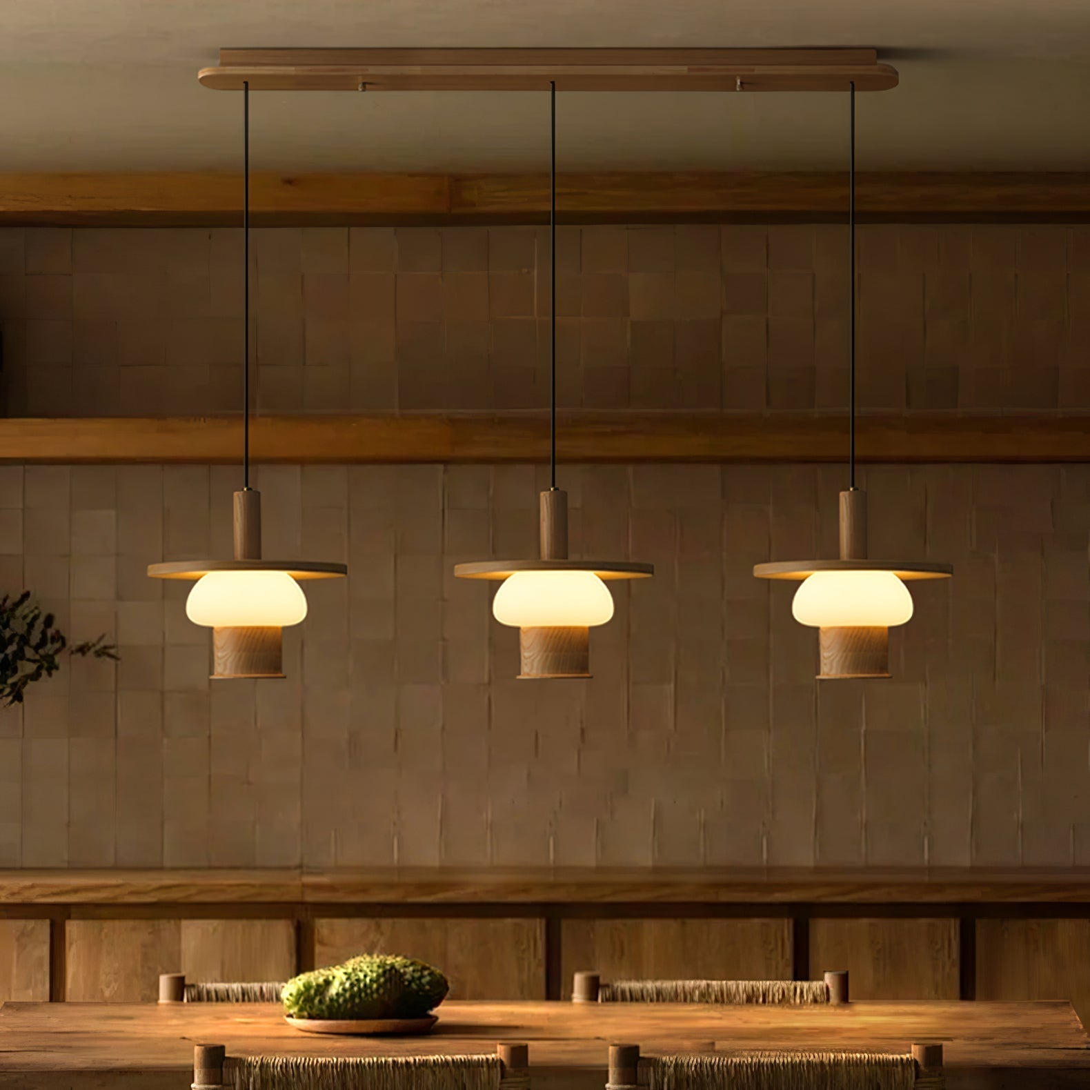 Zephaan Klassische Pendelleuchte aus Glas und Holz-Letslighting