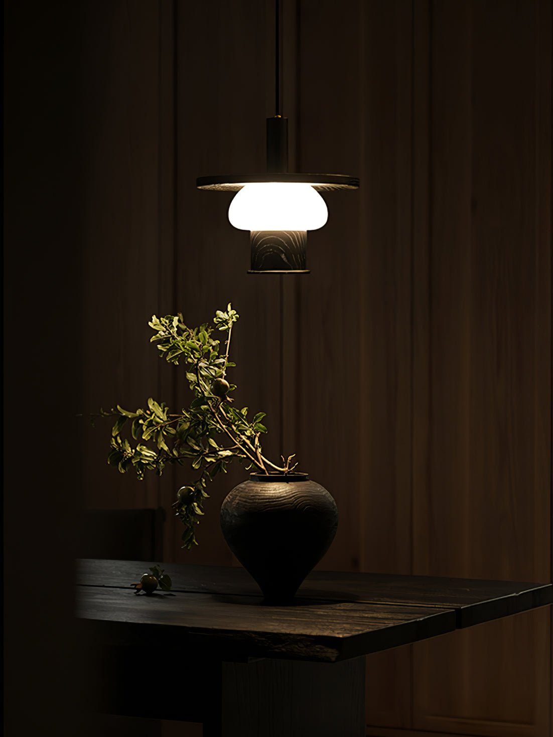 Zephaan Klassische Pendelleuchte aus Glas und Holz-Letslighting