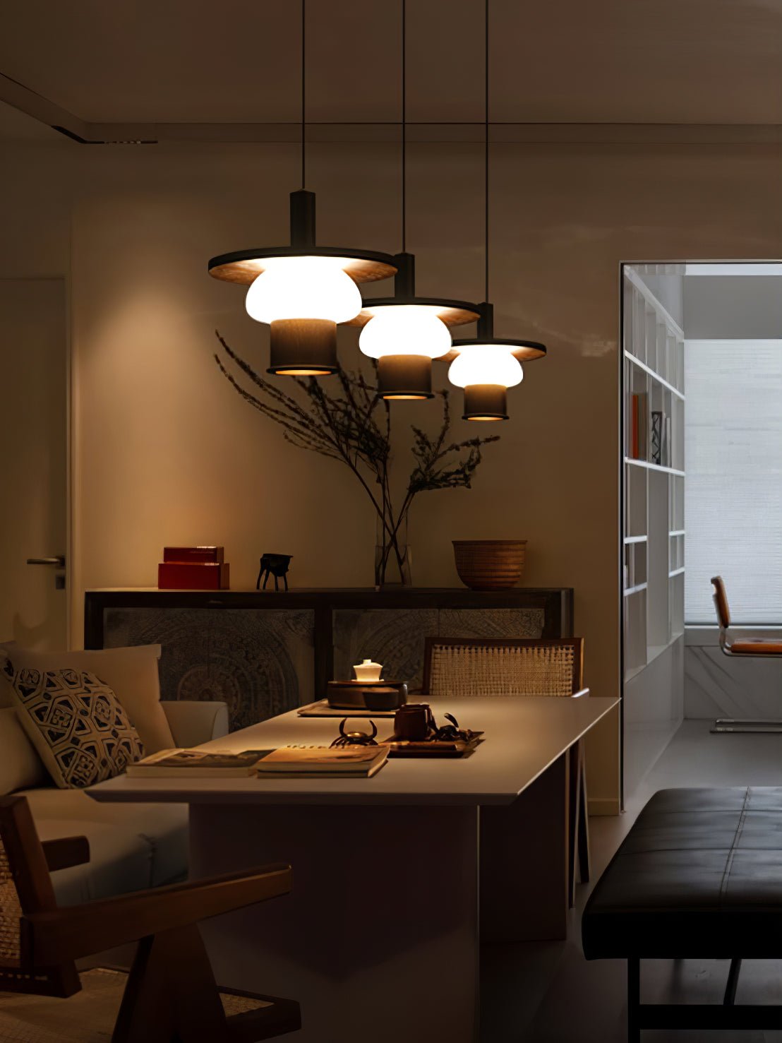 Zephaan Klassische Pendelleuchte aus Glas und Holz-Letslighting