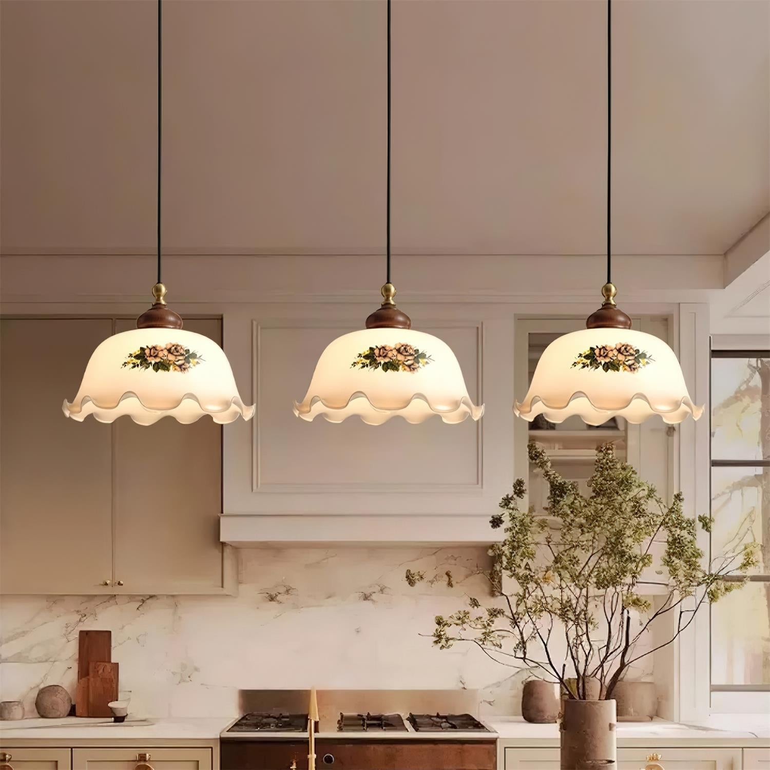 Belvia Pendelleuchte Vintage Blume mit Gewelltem-Letslighting