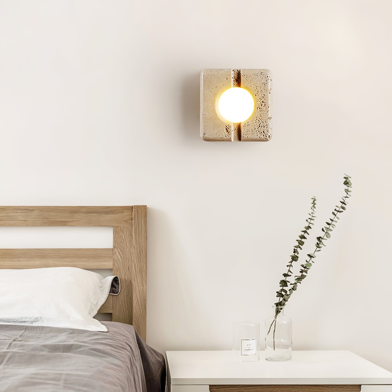 Olvenan Square Travertine Wall Light - Neutralighting