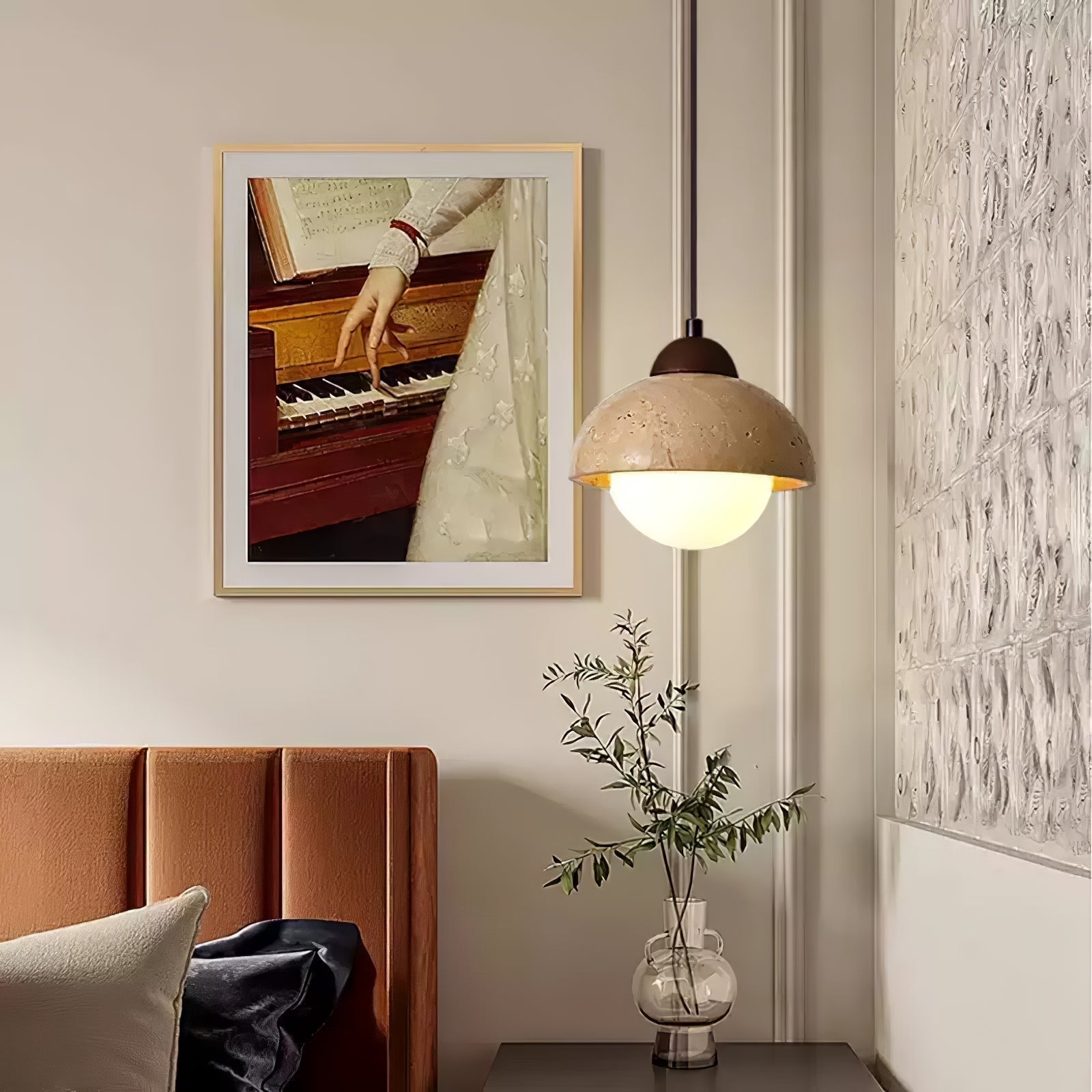 Orzora Dome-Shaped Travertine Pendant Light - Neutralighting