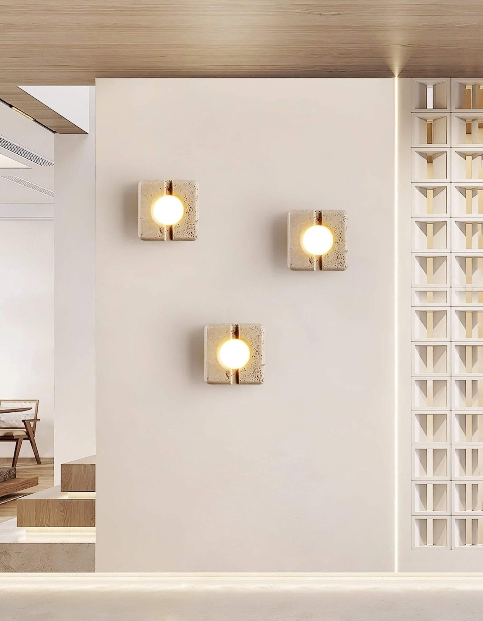 Olvenan Square Travertine Wall Light - Neutralighting