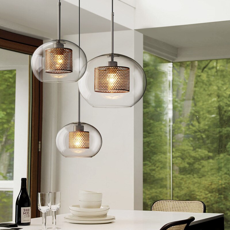 Valentina Industrie LED Pendelleuchte, Glas, Kugel, Esszimmer