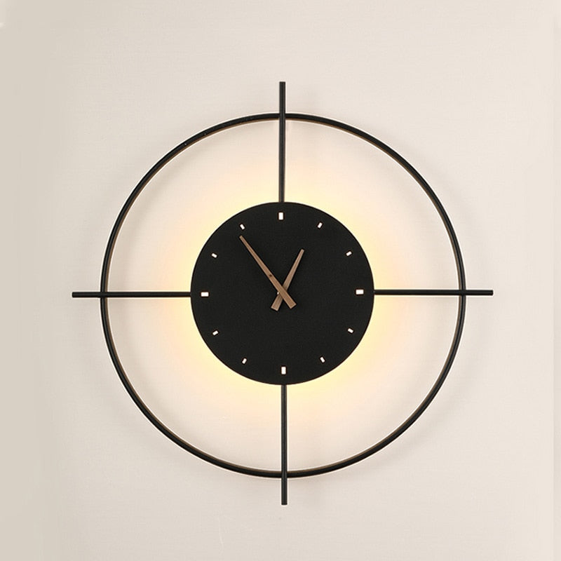 Arisha Modern Wandleuchte, Uhr, Metall, Gold/Schwarz, Wohnzimmer