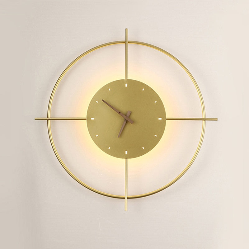 Arisha Modern Wandleuchte, Uhr, Metall, Gold/Schwarz, Wohnzimmer