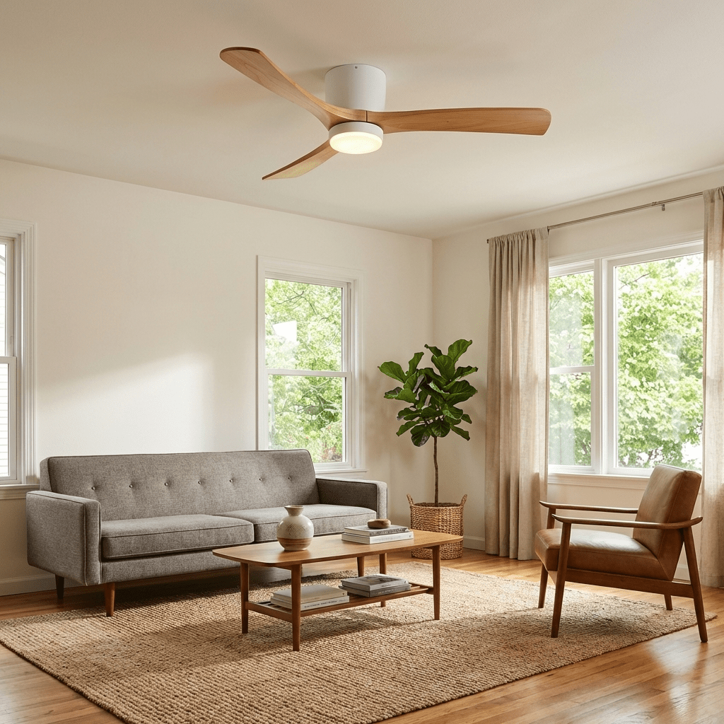Ezra Nordische Deckenventilatorleuchte mit Fernbedienung