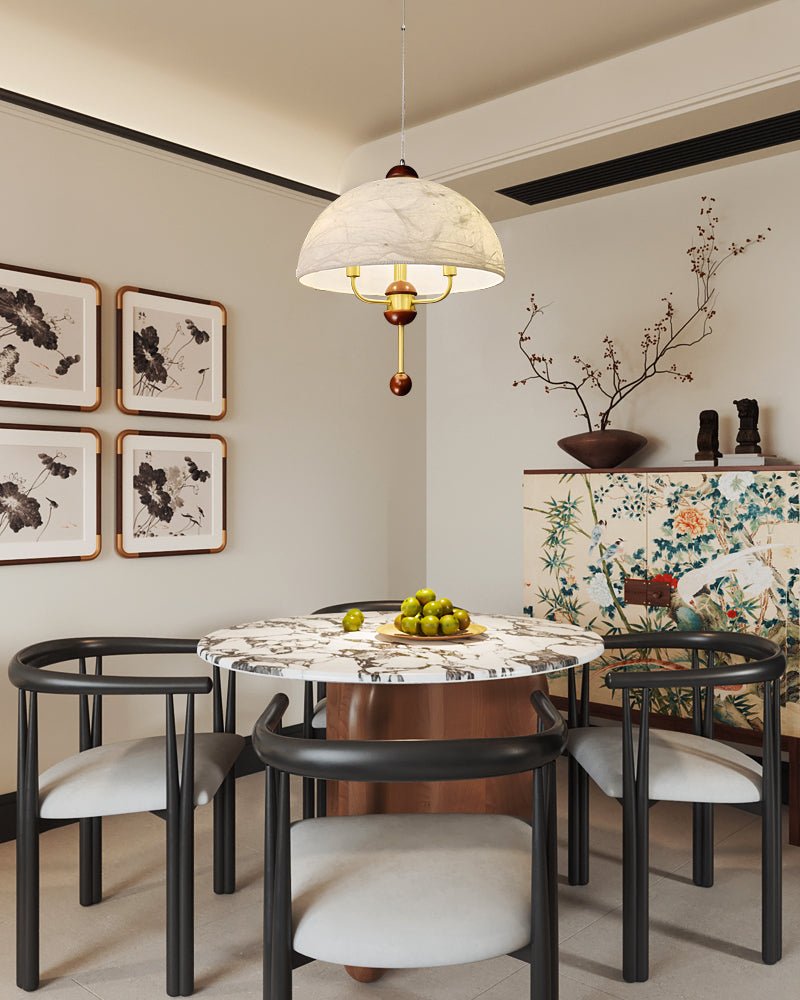 Varaeia Traditionelle Pendelleuchte aus Stoff und Holz-Letslighting