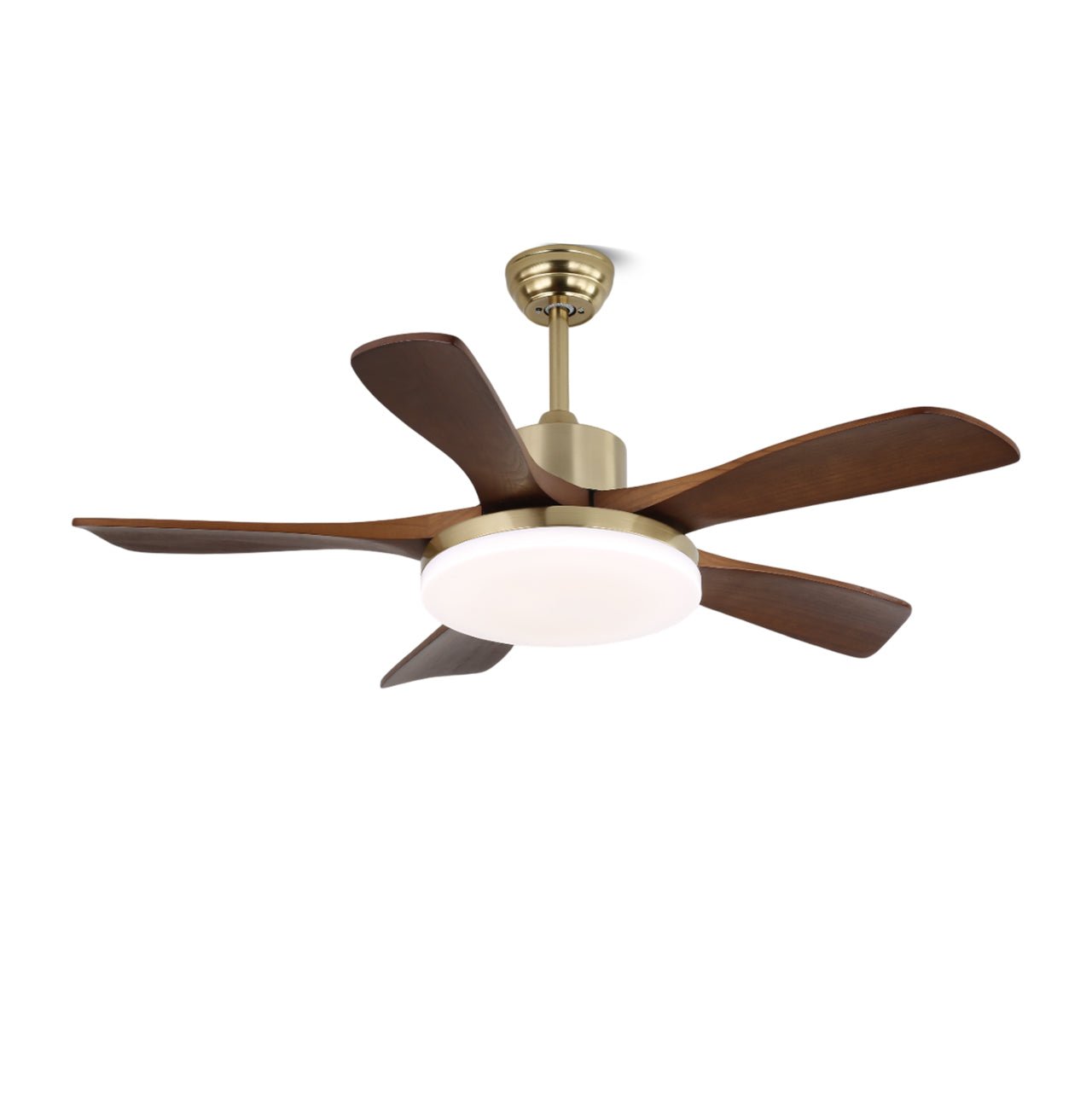 Seitenansicht des Aurelia Ventilators mit Beleuchtung, die sein schlankes Profil hervorhebt
