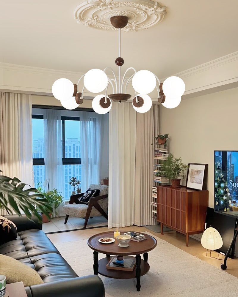 Lustra Kronleuchter Holz Glas Zeitgenössisch Gebogen-Letslighting
