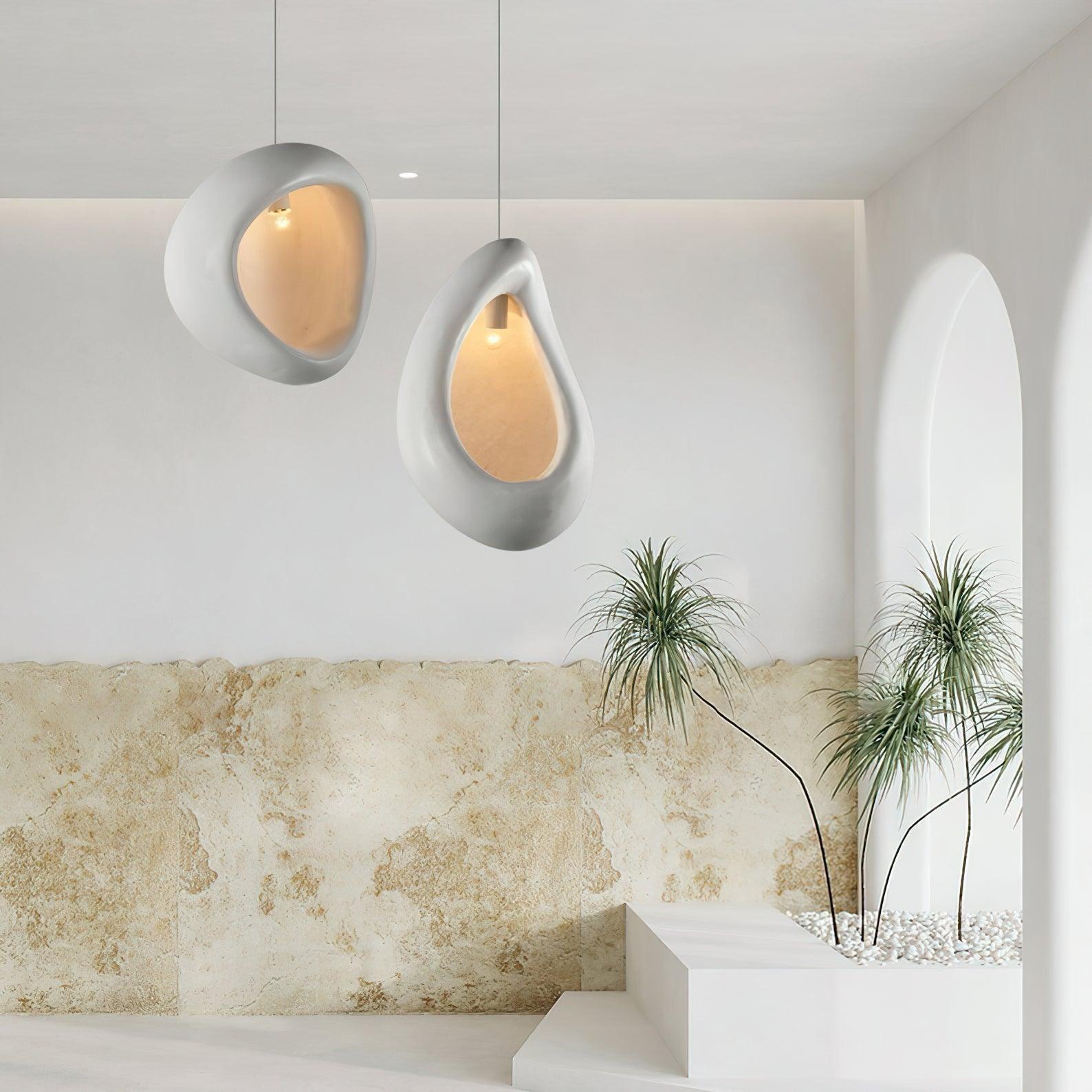 Solara Wabi-Sabi Pendelleuchte Gips Organische Hohlform Träne-Letslighting