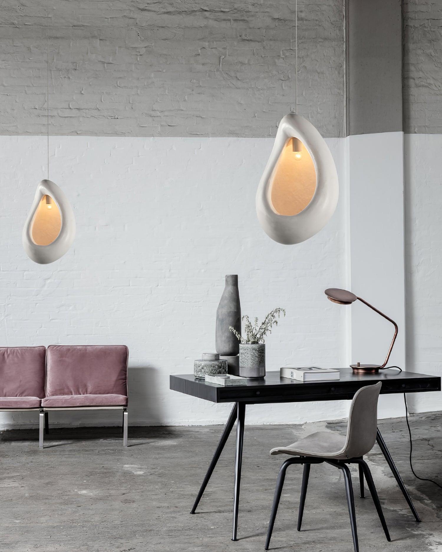 Solara Wabi-Sabi Pendelleuchte Gips Organische Hohlform Träne-Letslighting