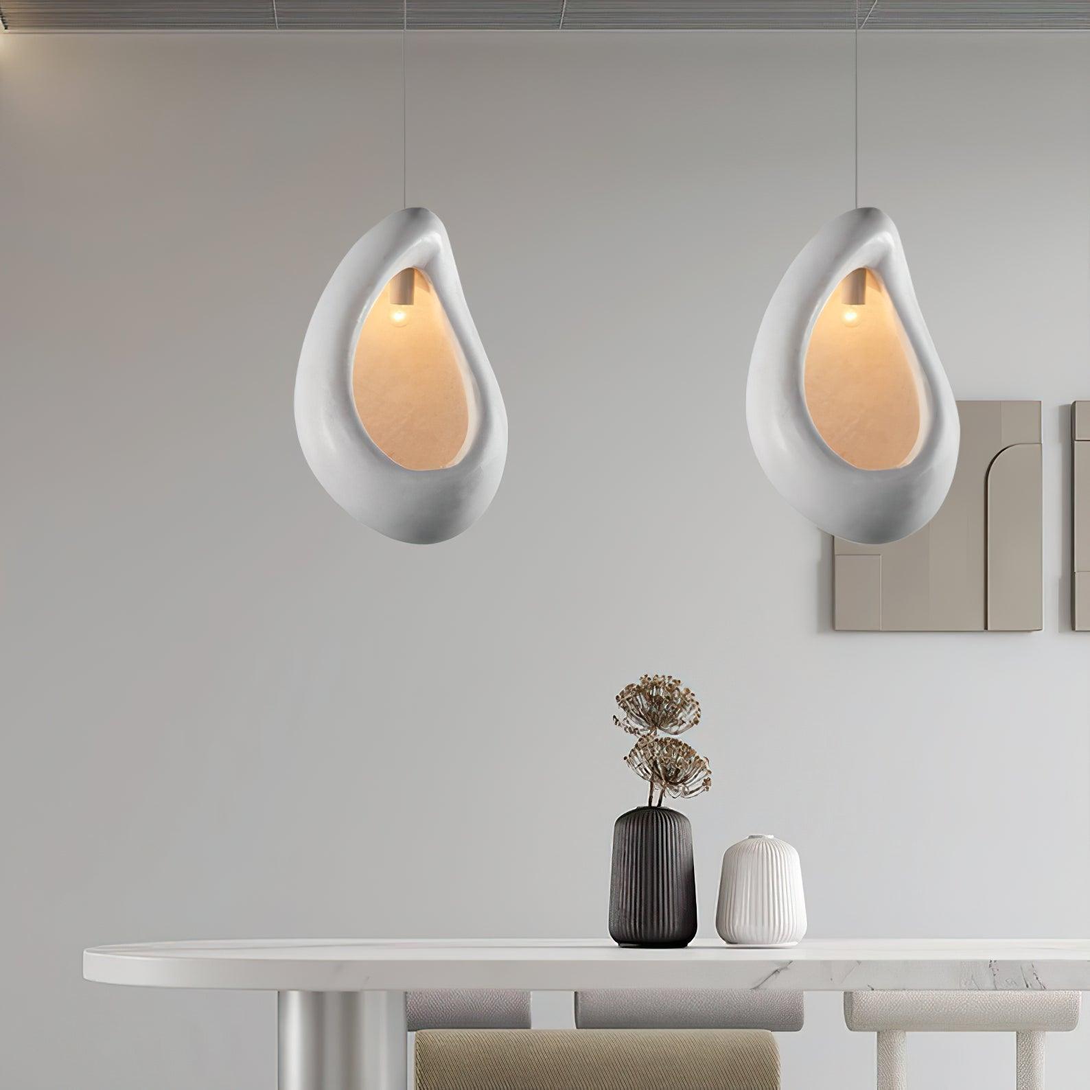 Solara Wabi-Sabi Pendelleuchte Gips Organische Hohlform Träne-Letslighting