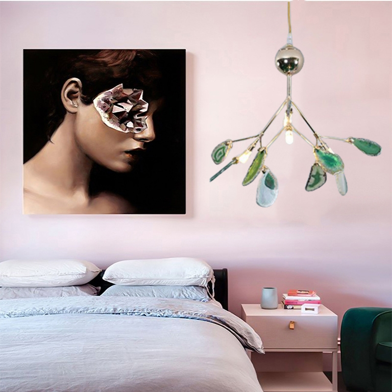 Nordic LED Achat Kreativer Bunter Kronleuchter