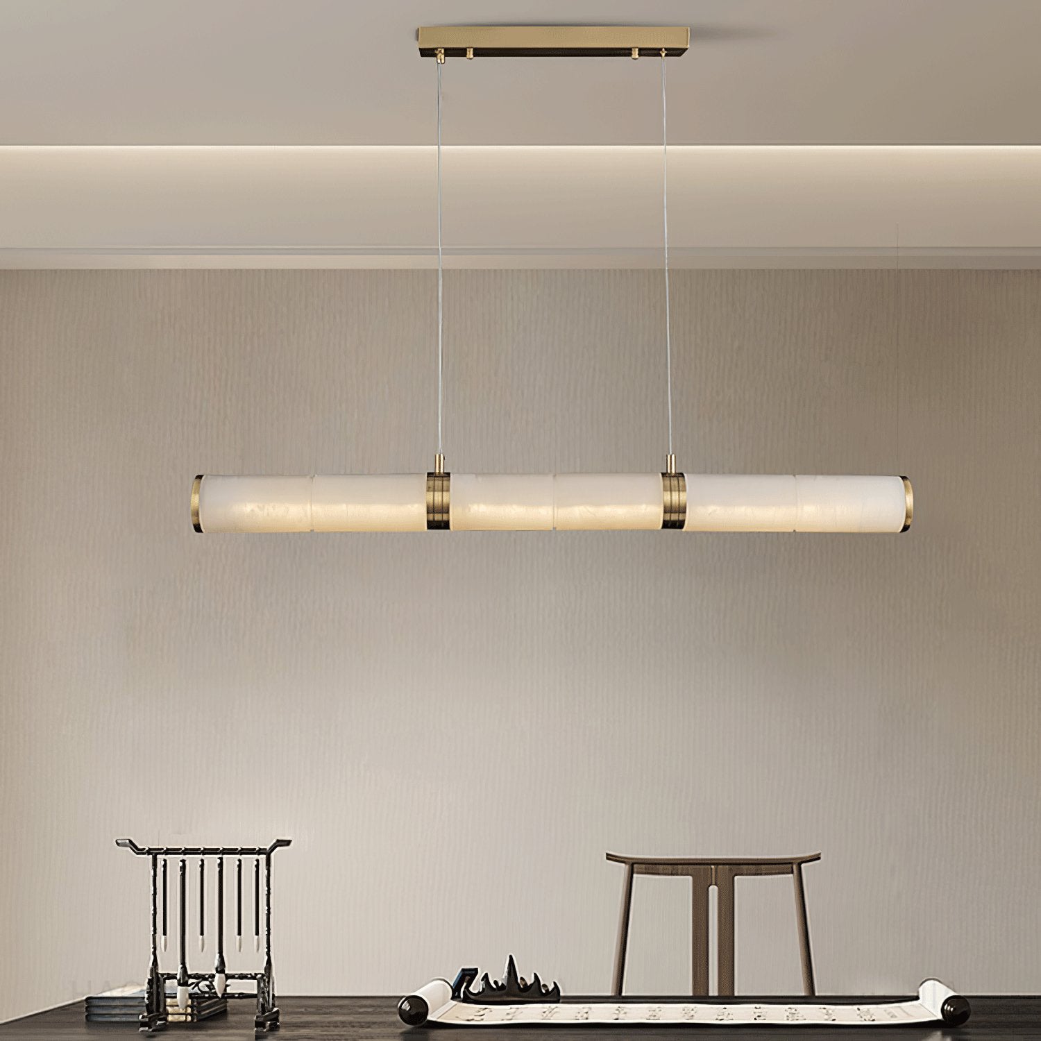 Eira Minimalist Alabaster Linear Pendant Light - Neutralighting