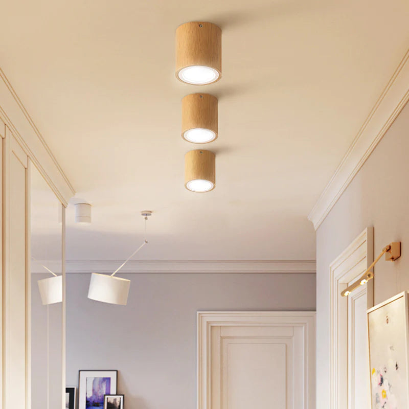 Muto LED Deckenleuchte Zylinder, Flur/Küche, Holz Acryl