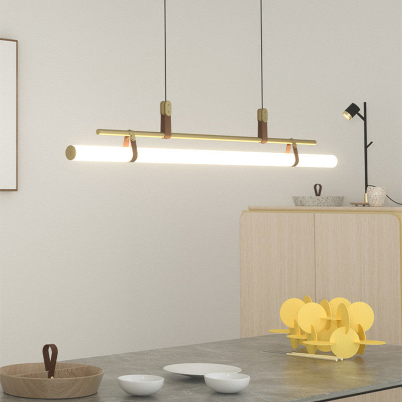 Arisha Modern Pendelleuchte Linear Esstisch, Schwarz Gold, Metall Acryl