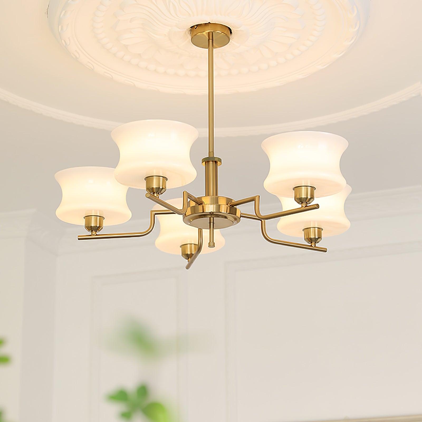 Lustra Kronleuchter Naturgold Vintage Glas-Letslighting