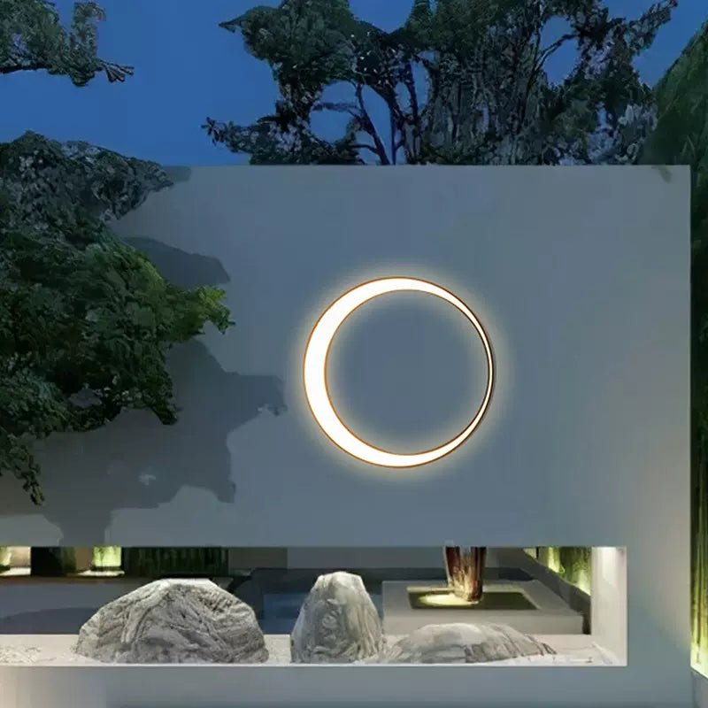 Ray Modern Ring Wasserdichte Wandleuchte Schwarz-Weiß Garten/Außenbereich