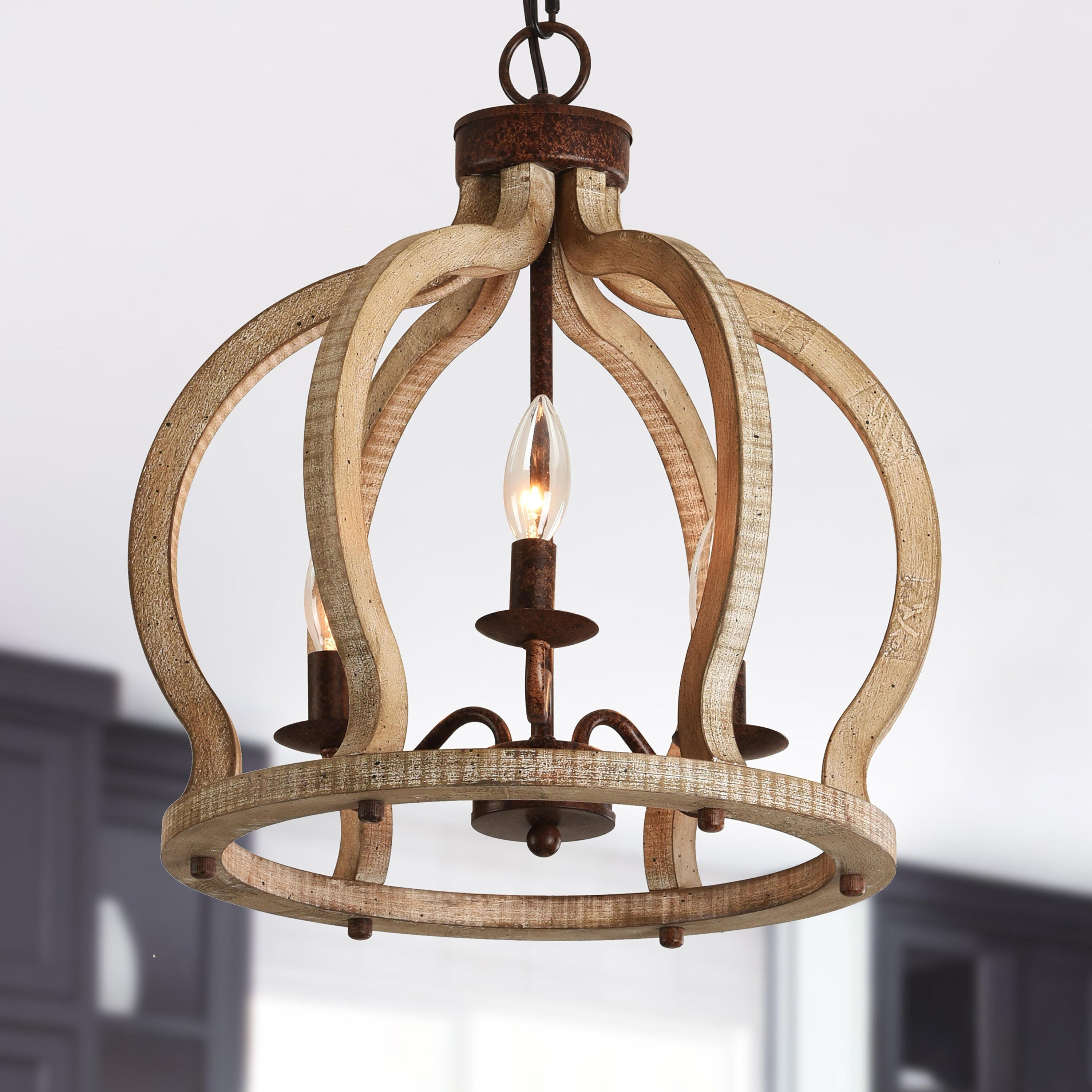 Vivinir Vintage Industrial Aura Landhaus Holz Pendelleuchte-Letslighting