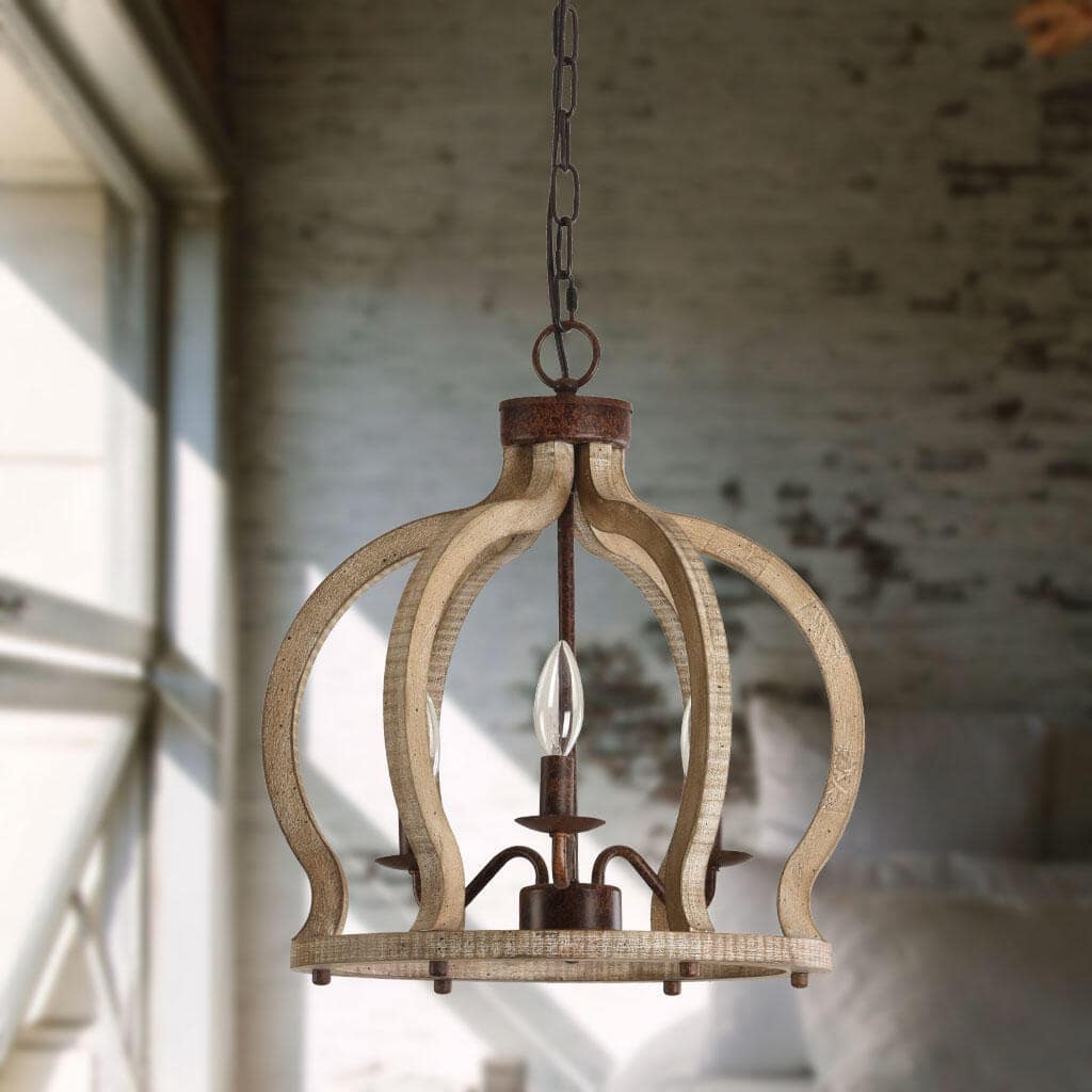Vivinir Vintage Industrial Aura Landhaus Holz Pendelleuchte-Letslighting