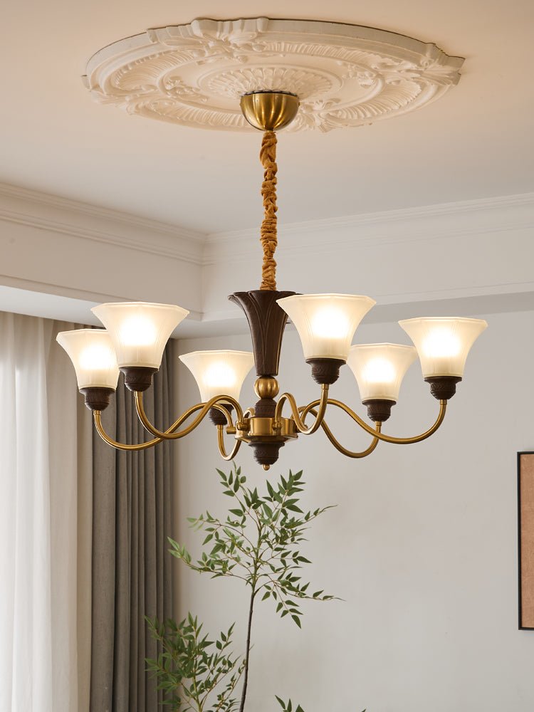 Ciphaen Vintage Kronleuchter aus Holz und Glas-Letslighting