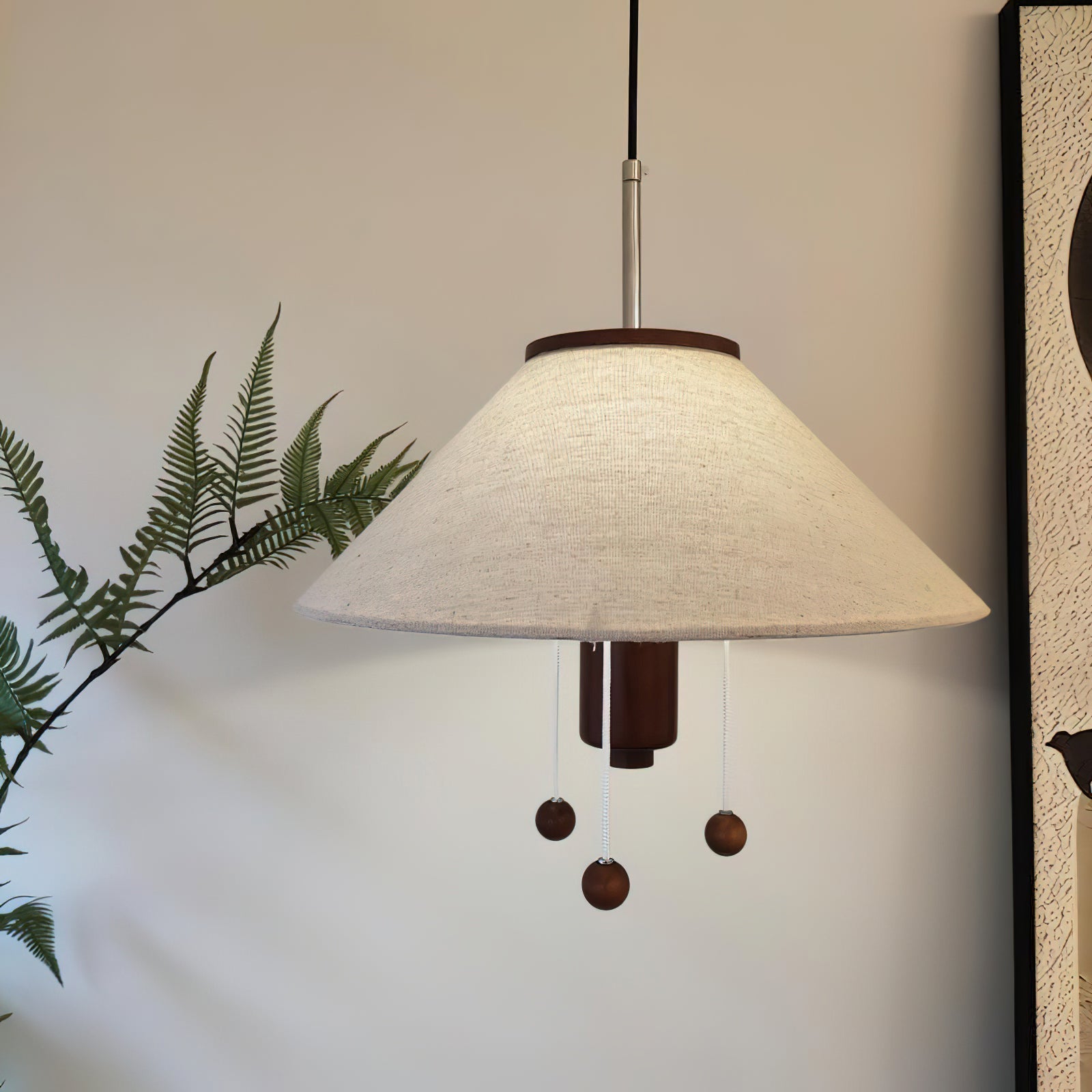 Zathee Nordic Art Klassische Pendelleuchte aus Holz und Stoff-Letslighting