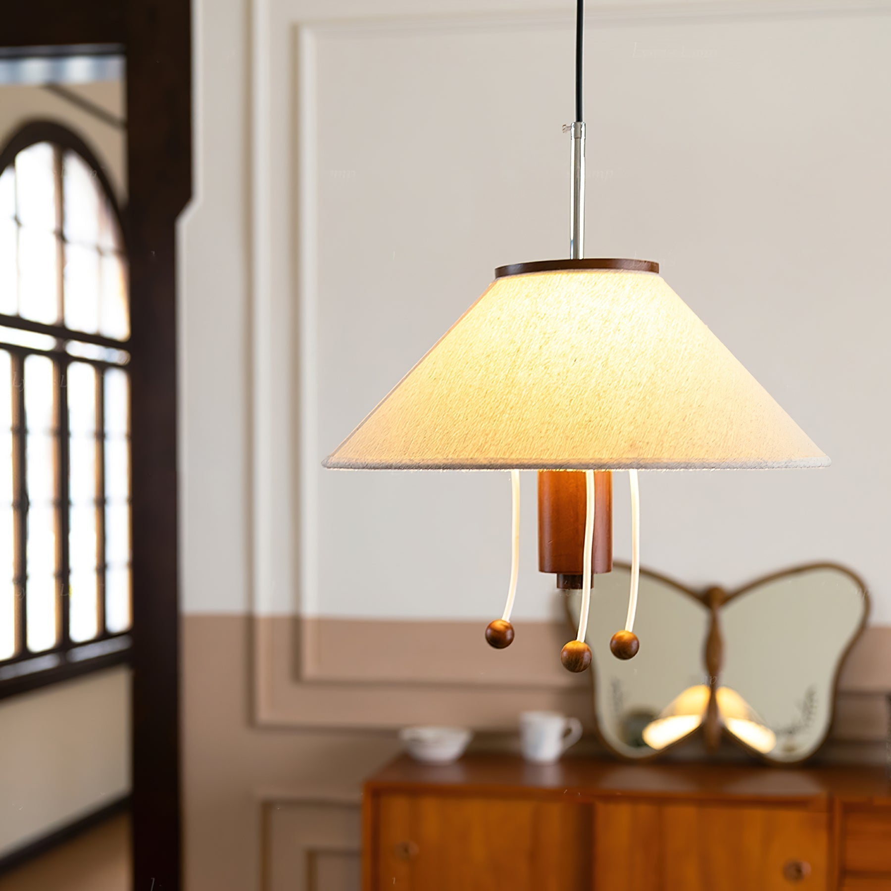Zathee Nordic Art Klassische Pendelleuchte aus Holz und Stoff-Letslighting
