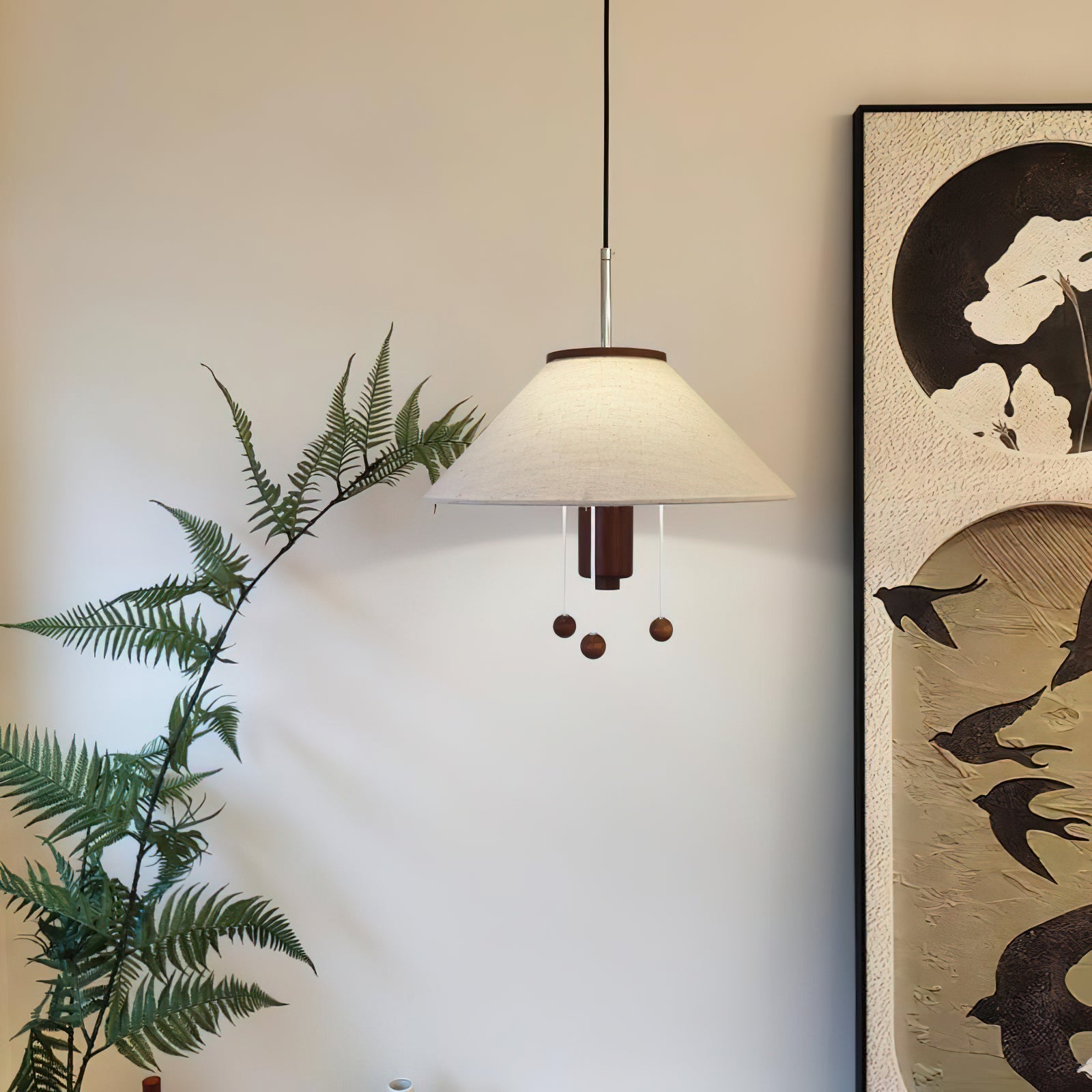 Zathee Nordic Art Klassische Pendelleuchte aus Holz und Stoff-Letslighting