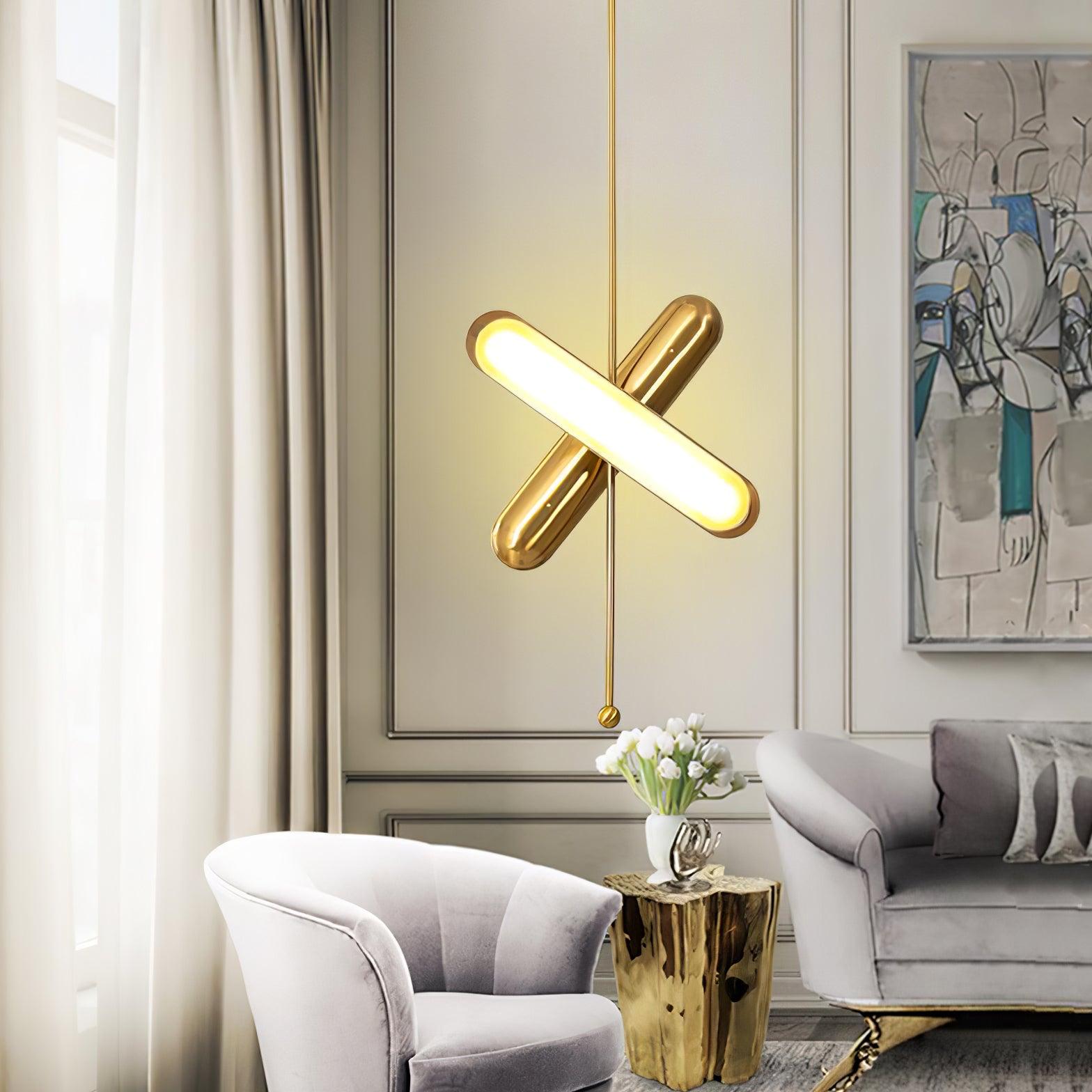 Lyvinaris Geometrische Lineare Pendelleuchte aus Messing-Letslighting