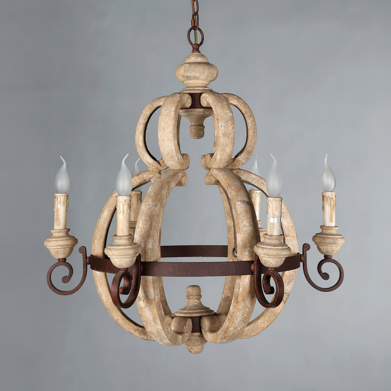 Cumaryra Traditioneller handgeschnitzter Holz-Kronleuchter-Letslighting