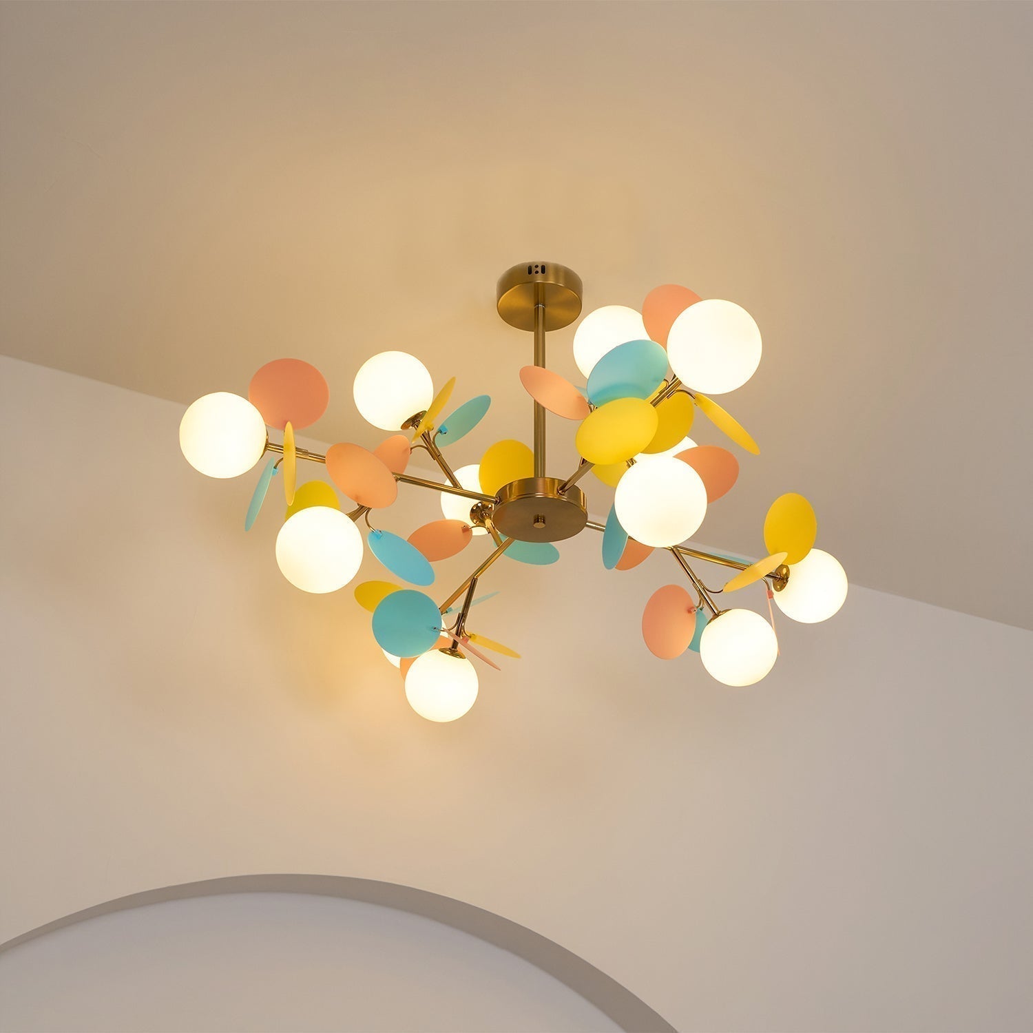 Lustra Kronleuchter Off-White Baum Acht Offene Schirme-Letslighting