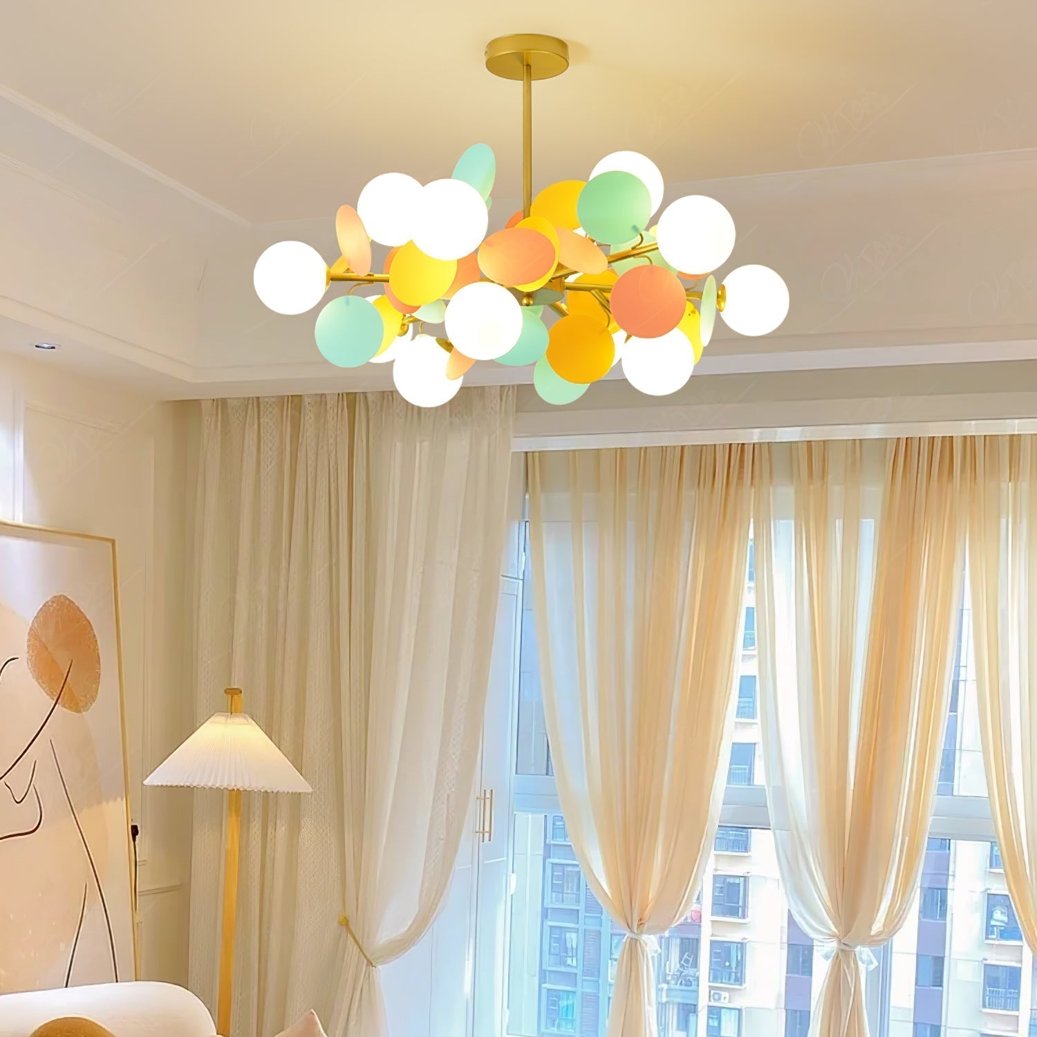 Lustra Kronleuchter Off-White Baum Acht Offene Schirme-Letslighting