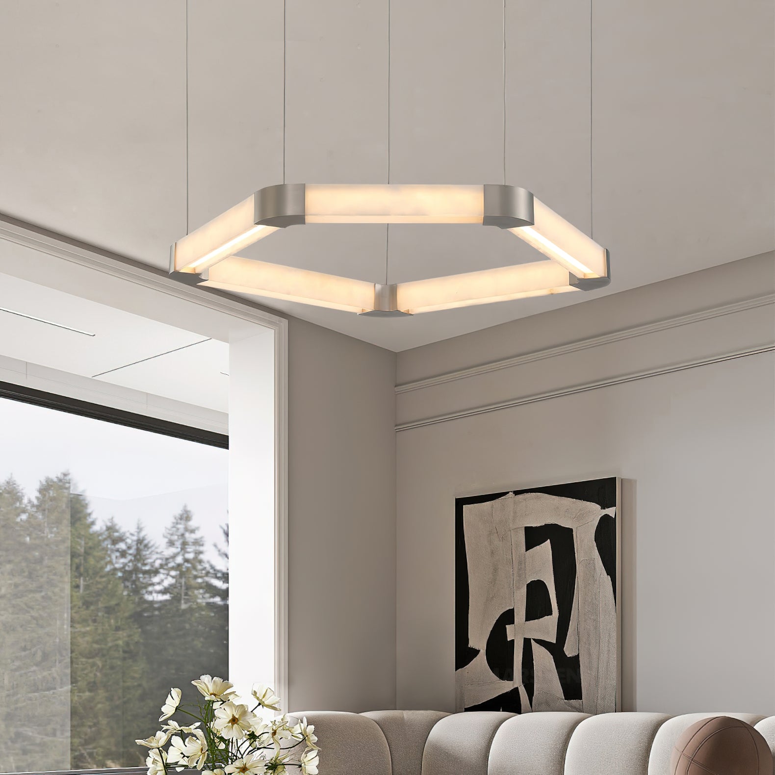 Celaeisra Unique Single Ring Alabaster Chandelier - Letslighting