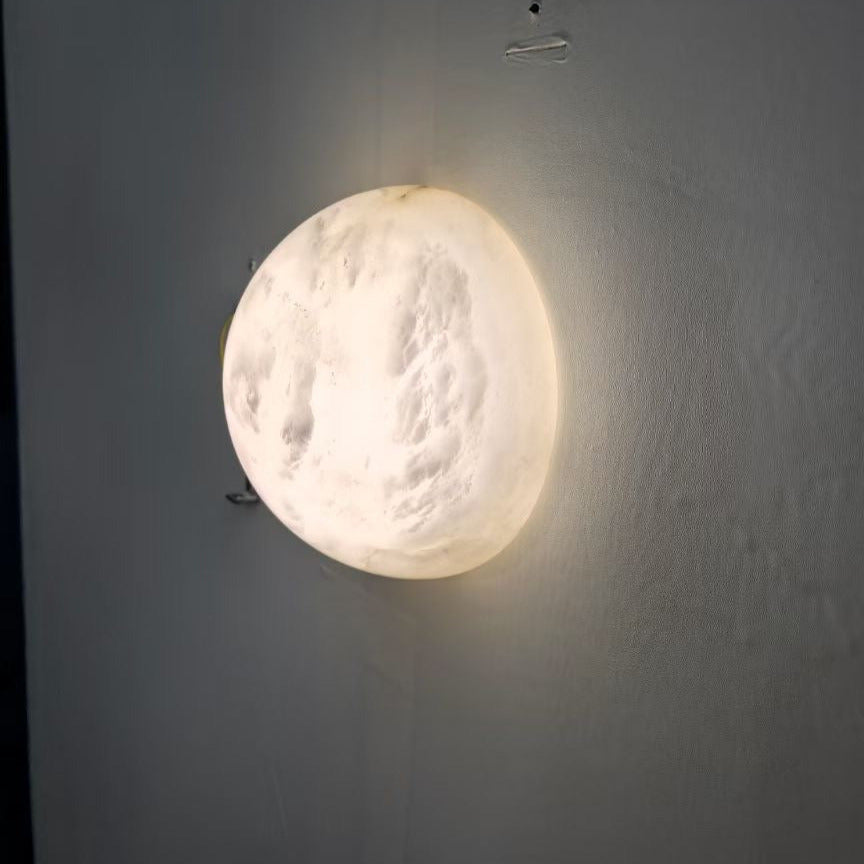 Grex Minimalistische runde Alabaster Wandleuchte