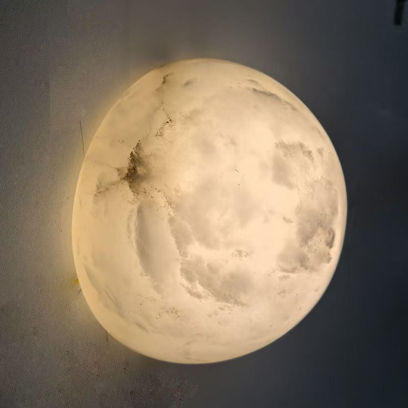 Grex Minimalistische runde Alabaster Wandleuchte