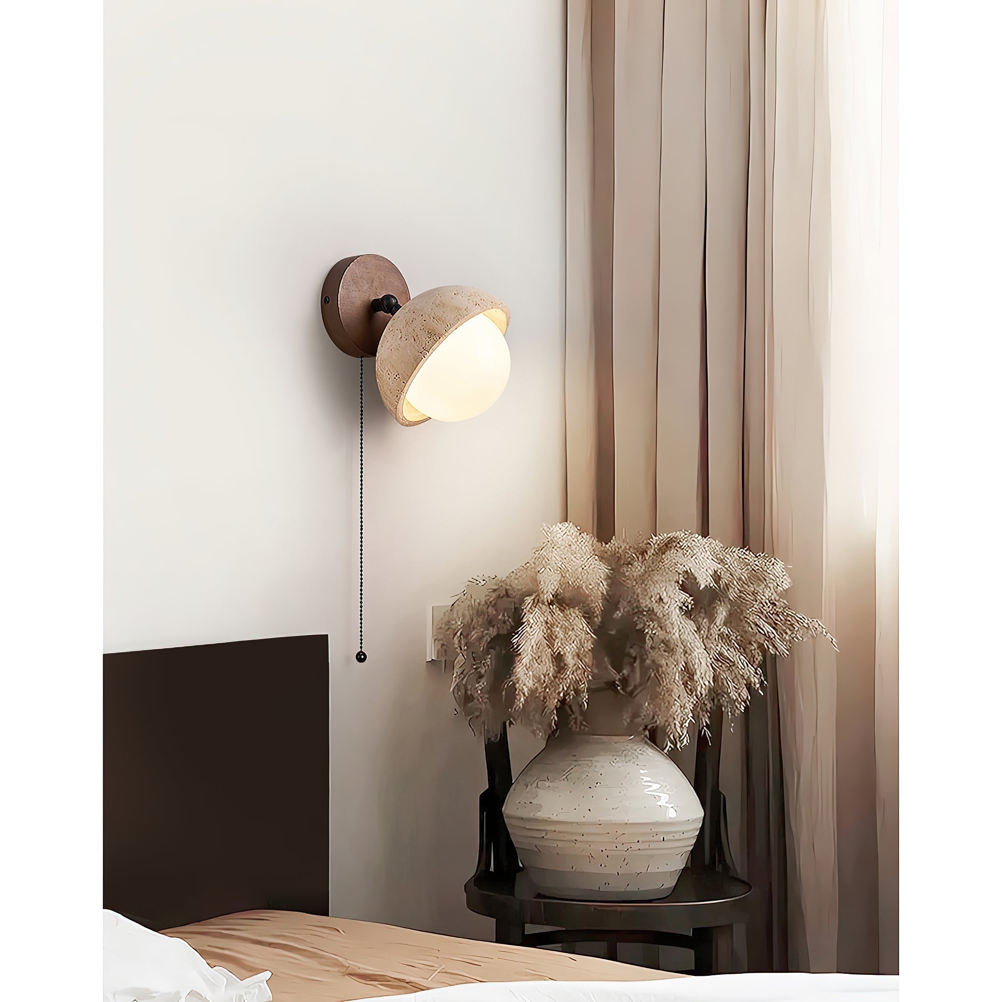 Myrinir Modern Minimalist Wood Travertine Wall Lamp - Letslighting