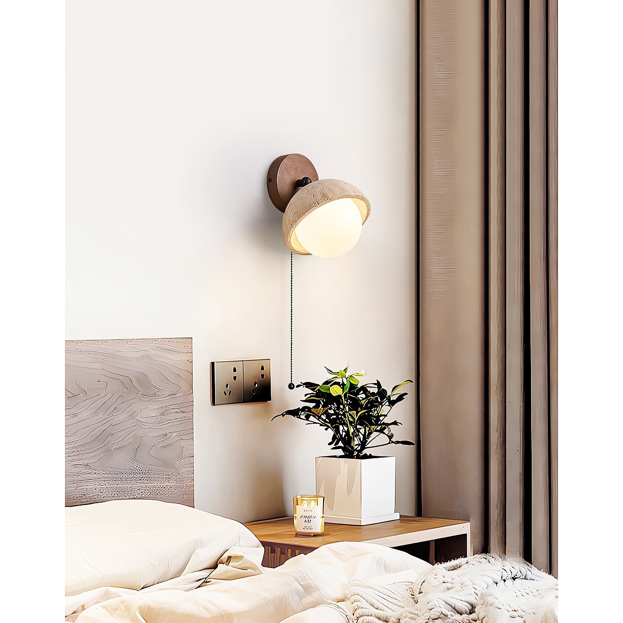 Myrinir Modern Minimalist Wood Travertine Wall Lamp - Letslighting