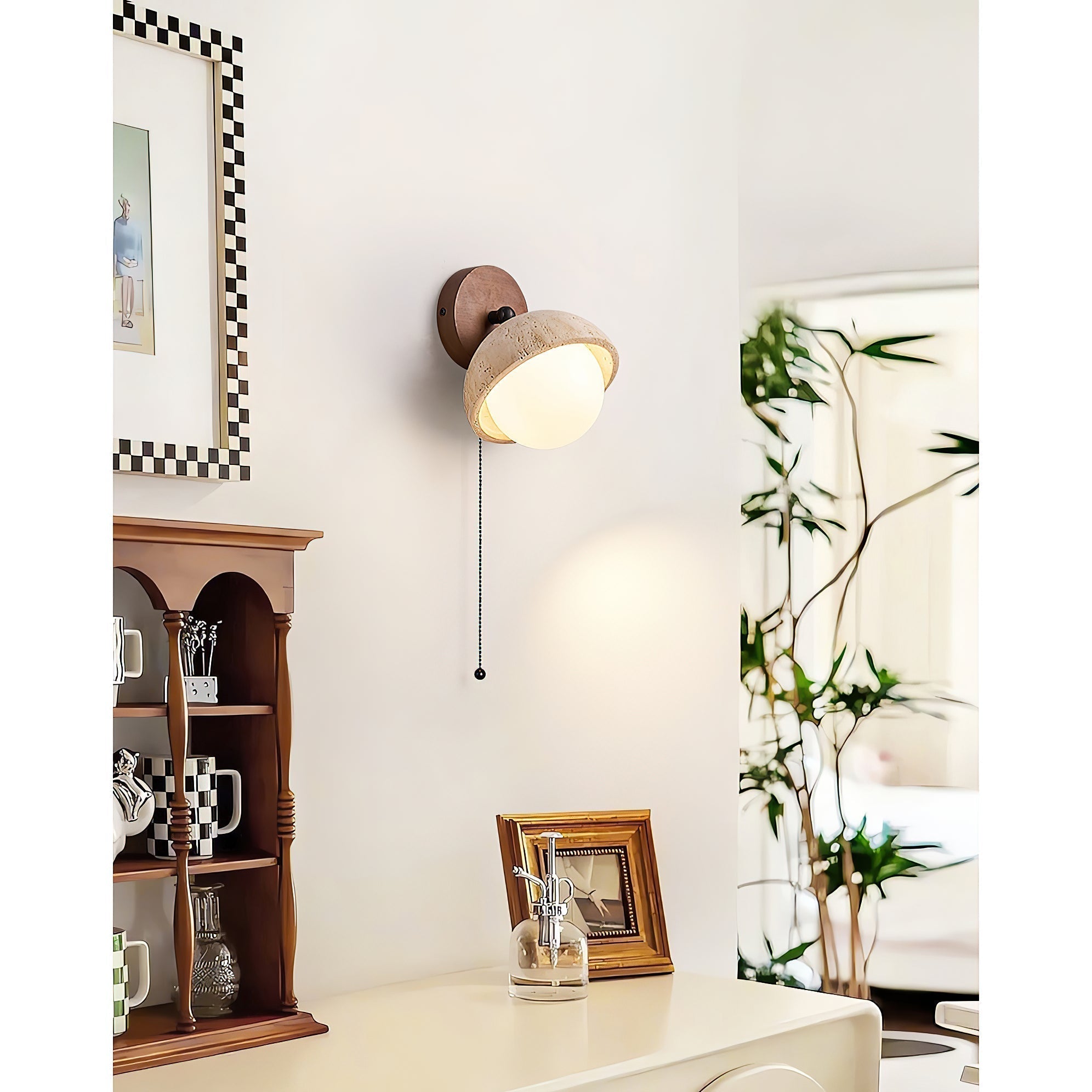 Myrinir Modern Minimalist Wood Travertine Wall Lamp - Letslighting