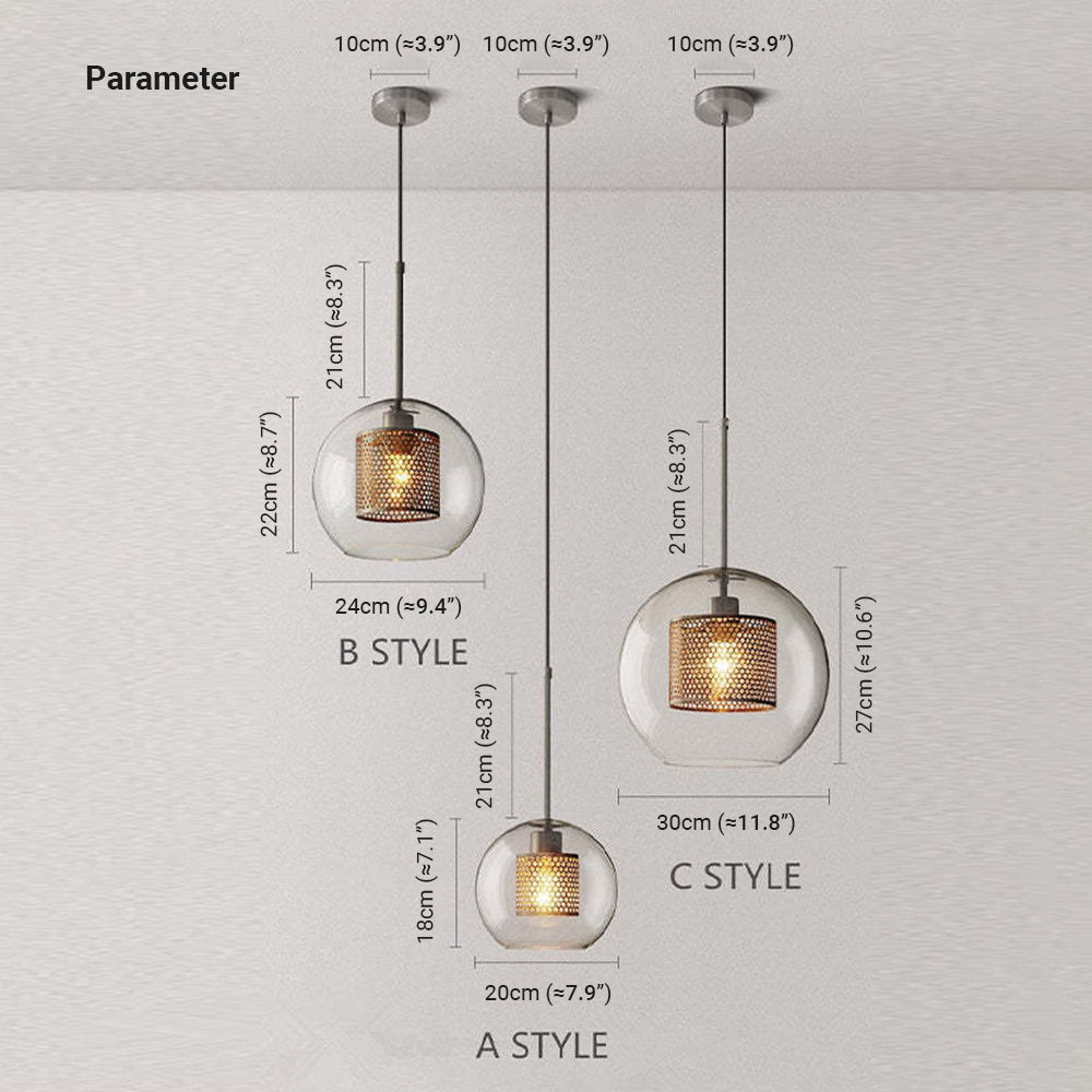 Valentina Industrie LED Pendelleuchte, Glas, Kugel, Esszimmer
